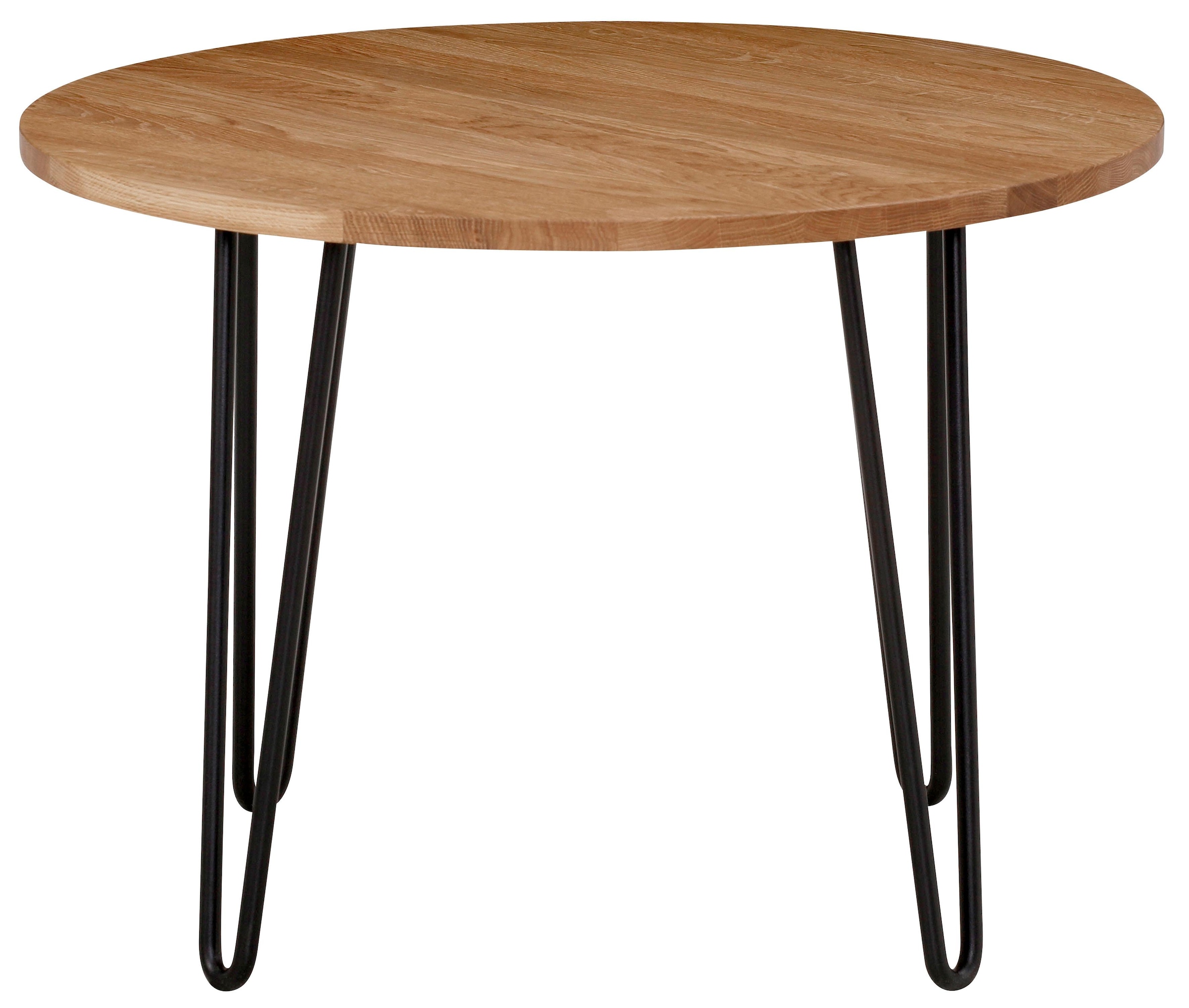 INOSIGN Couchtisch »Hairpin« aus massiver Eiche, mit Metallbeinen, Breite 70 cm.
