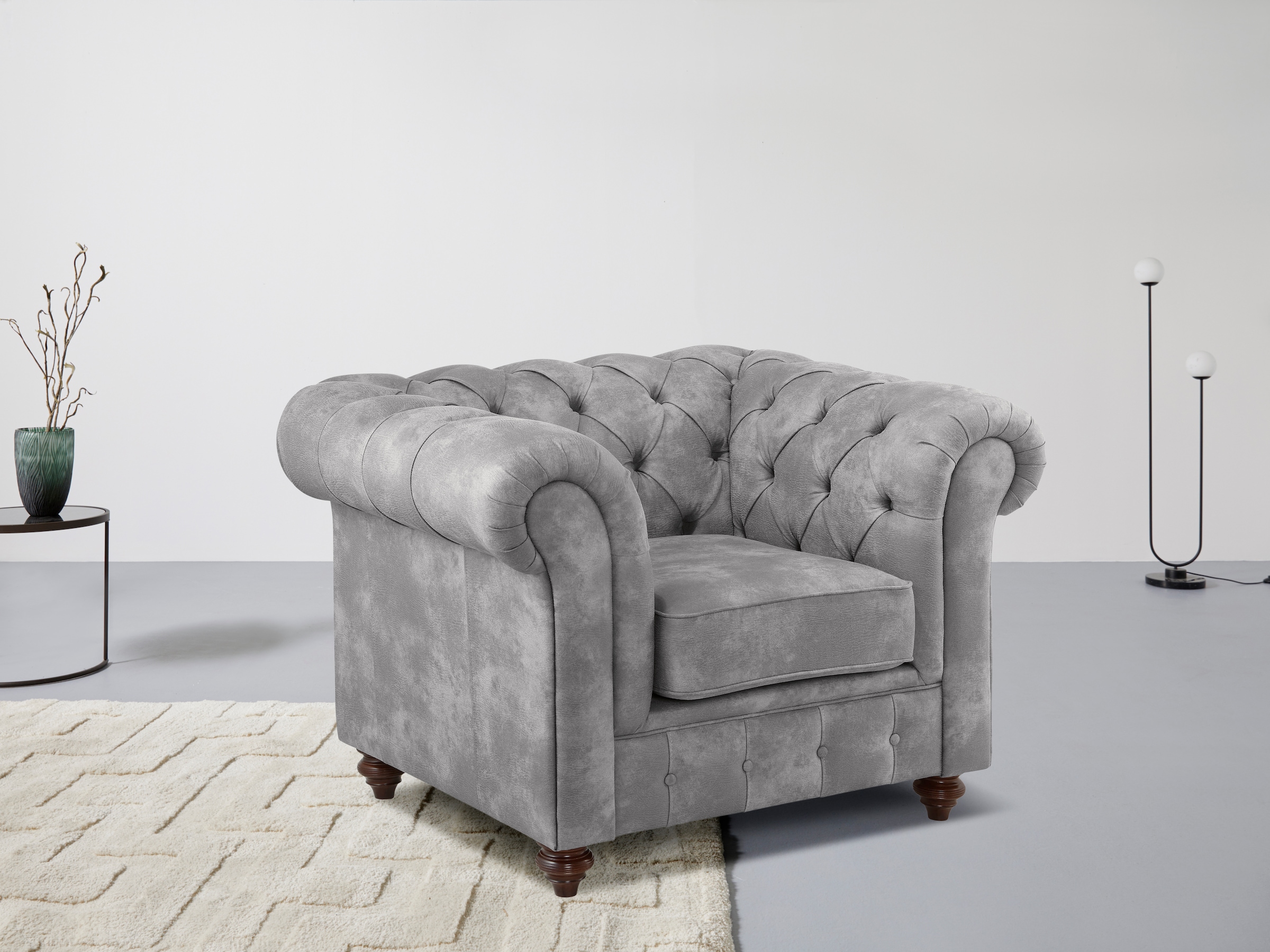 Home affaire Sessel »Chesterfield B/T/H: 105/69/74 cm«, mit hochwertiger Knopfheftung, auch in Leder