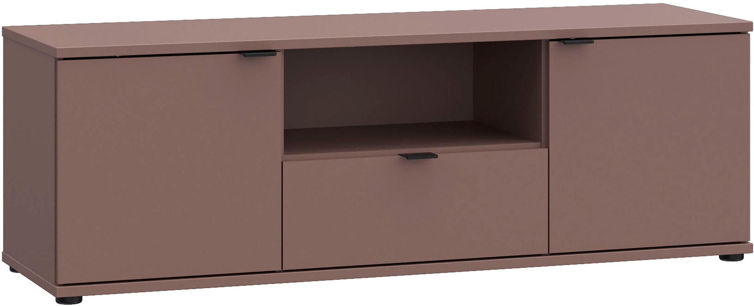 FORTE Lowboard "Ganymede" Breite 129,8cm, TV Board, Stauraum, Schublade; Metallgriffe, Kabelführung
