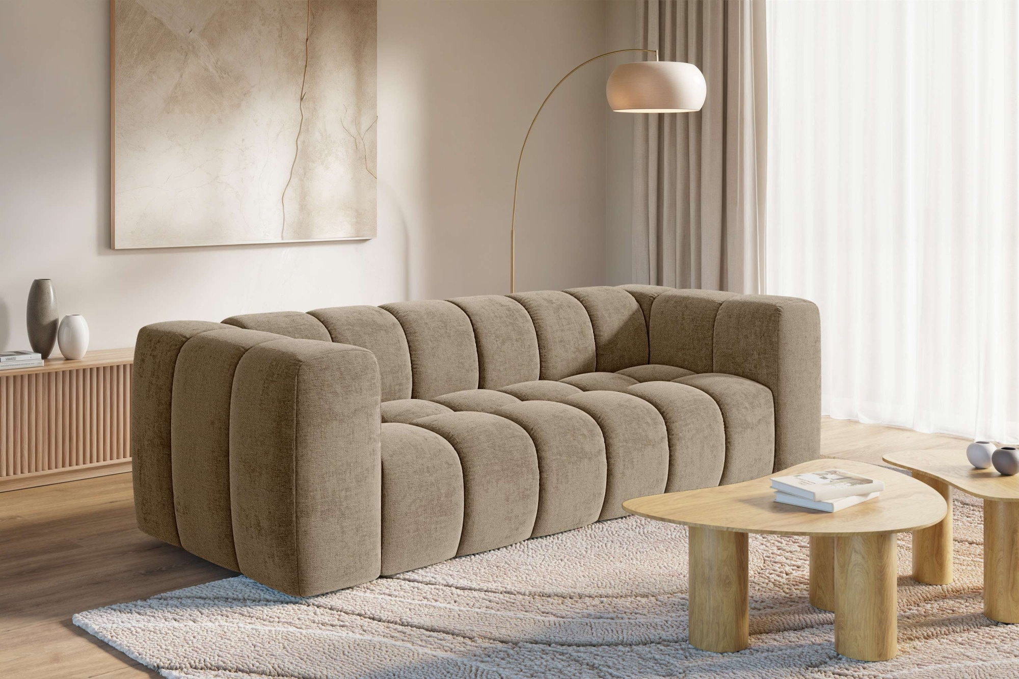 homsy by Ana Johnson Big-Sofa »»L« BOUBELLE Design-Sofa mit Steppung, Bubble-Optik, Breite 246 cm« 4-Sitzer mit Wellenunterfederung, L Sitztiefe 63 cm