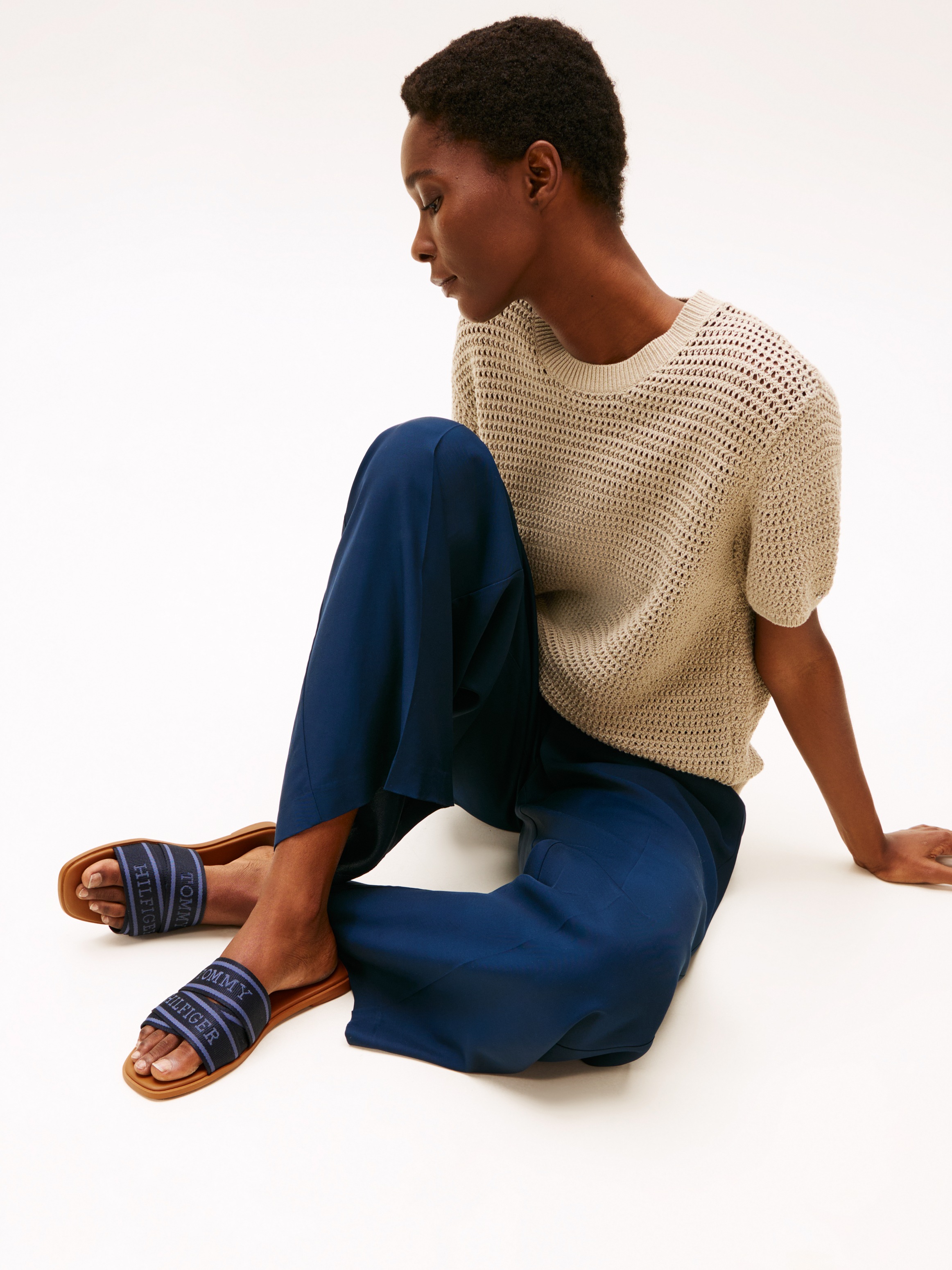 Tommy Hilfiger Pantolette »TOMMY HILFIGER WEBBING MULE«  , Blockabsatz, Sommerschuh, Bequemschuh, Flats mit Logoschriftzug