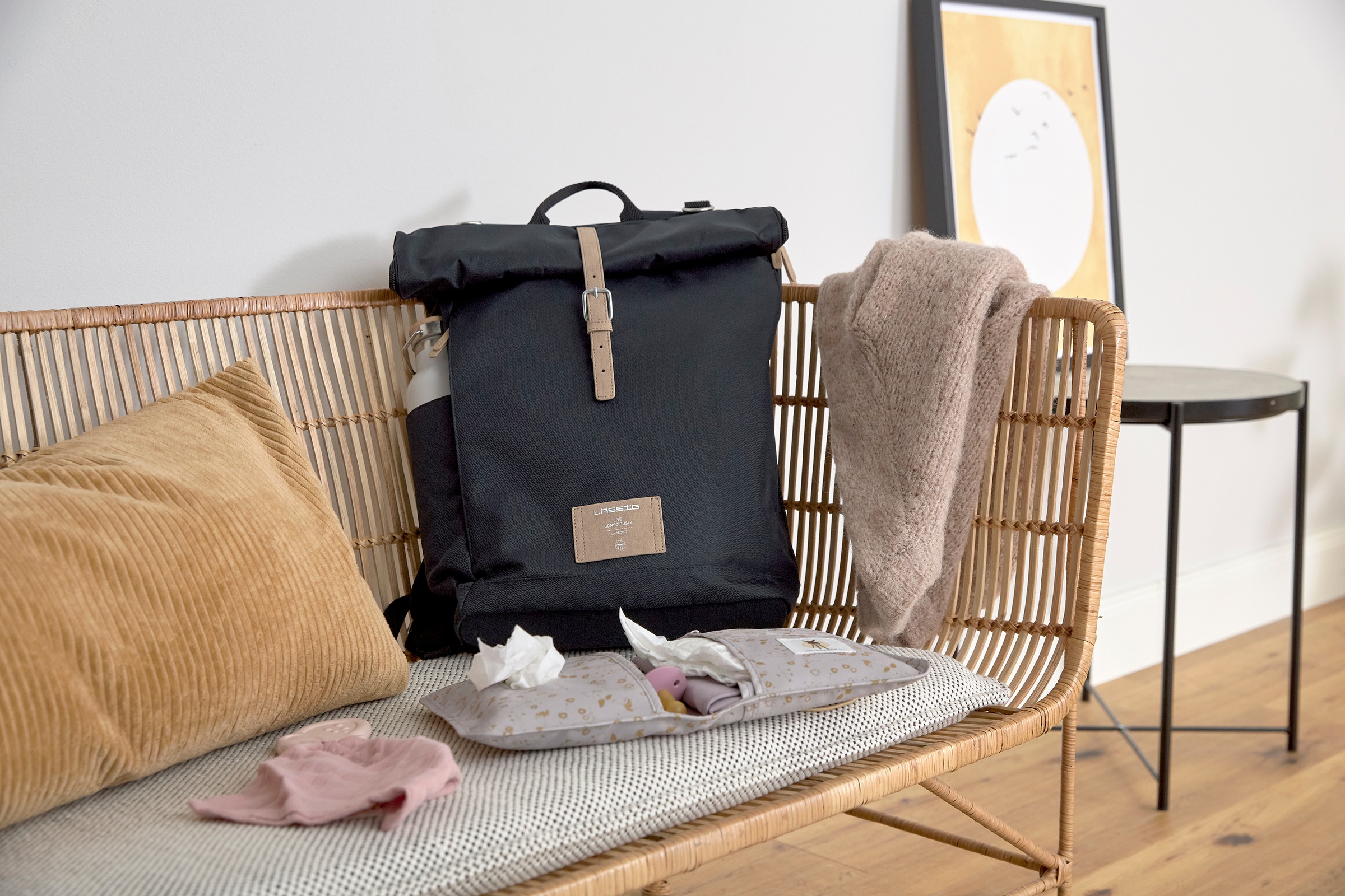 LÄSSIG Wickelrucksack »Green Label, Rolltop, night Blue«, PETA-approved vegan; zum Teil aus recyceltem Material