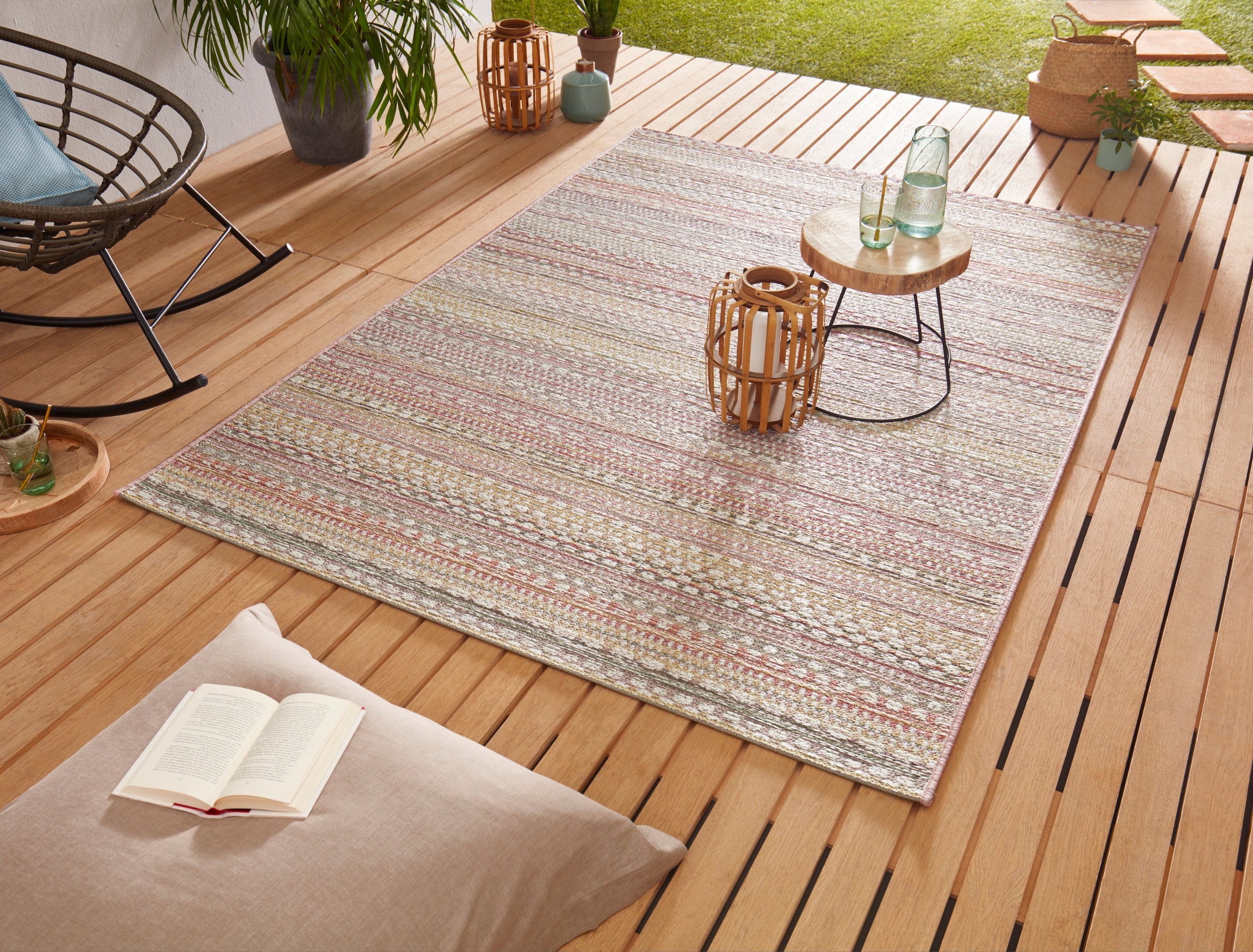 NORTHRUGS Teppich »Pine«, rechteckig, 7 mm Höhe, In-und Outdoor geeignet, Strapazierfähig und pflegeleicht, Flachgewebe