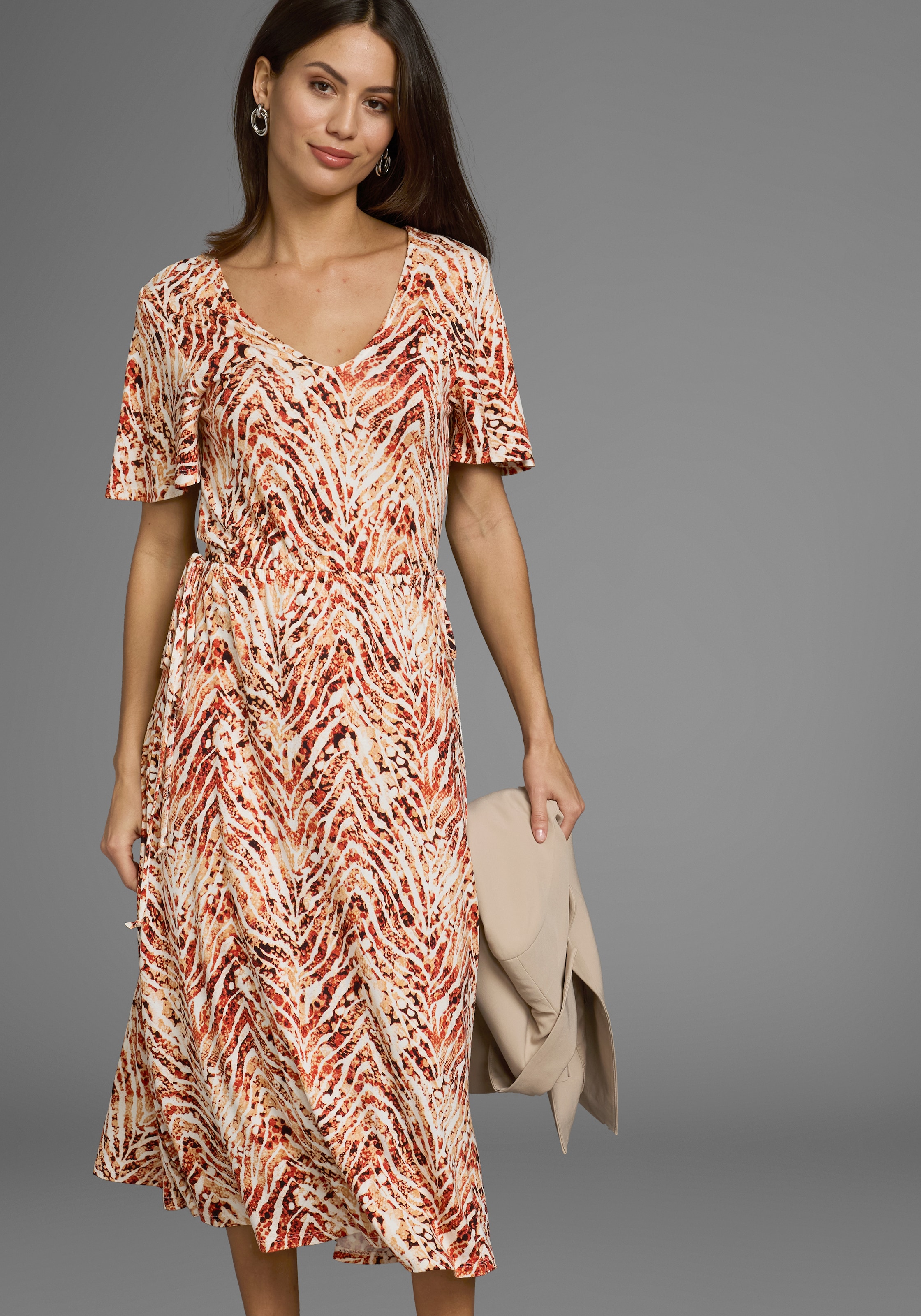 Laura Scott Sommerkleid, auffälliger Bund mit Schleifenbindung, Midikleid - NEUE KOLLEKTION