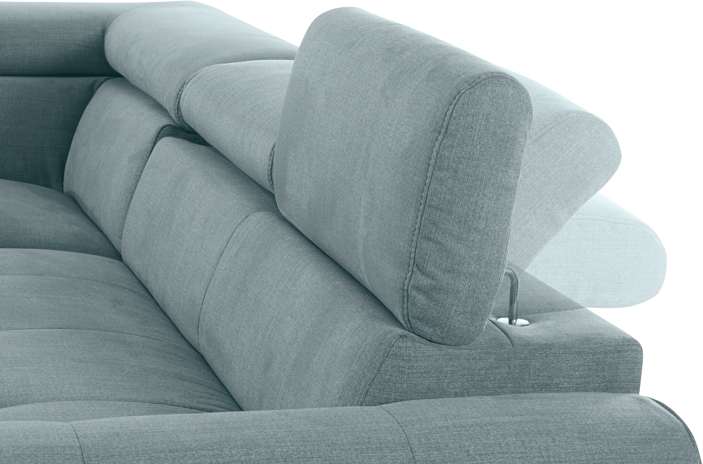 COTTA Ecksofa »Mia L-Form mit 3 Zierkissen«, wahlweise mit Bettfunktion, Bettkasten, Beleuchtung & Wireless-Charger