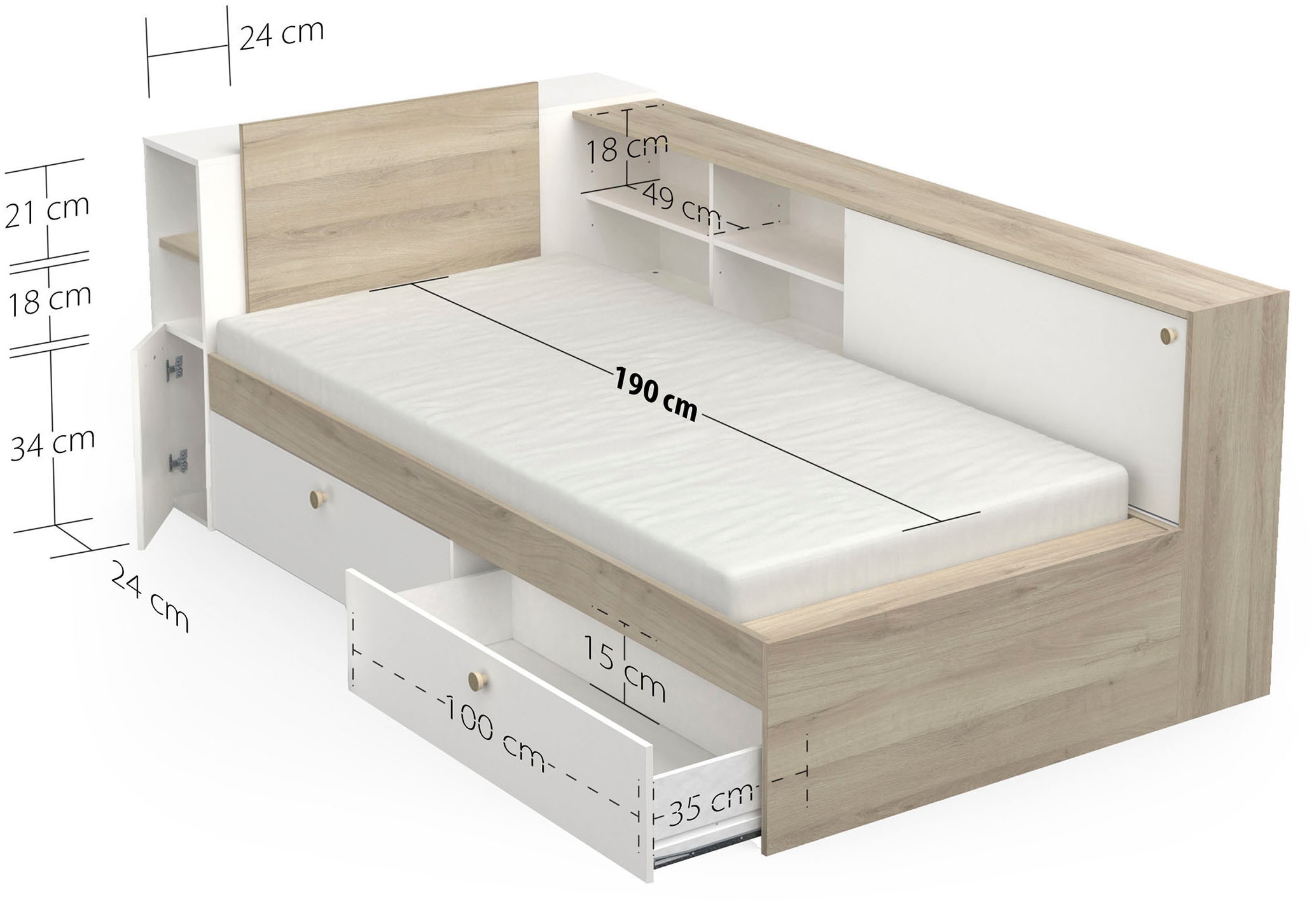 Demeyere GROUP Einzelbett, Liegefläche 90 x 200 cm, ohne Matratze