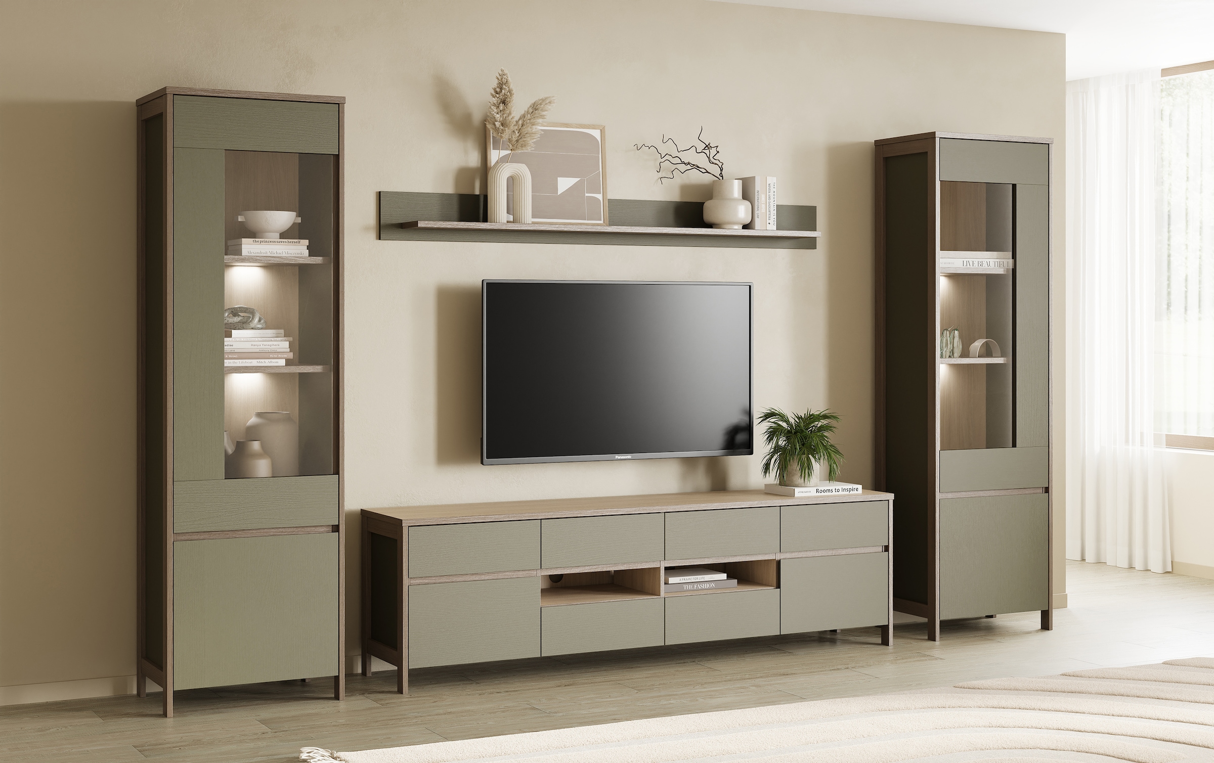 Home affaire Wohnwand »Stranda, moderne Anbauwand, Komplettset im Scandi-Style« 4 Stk. tlg.