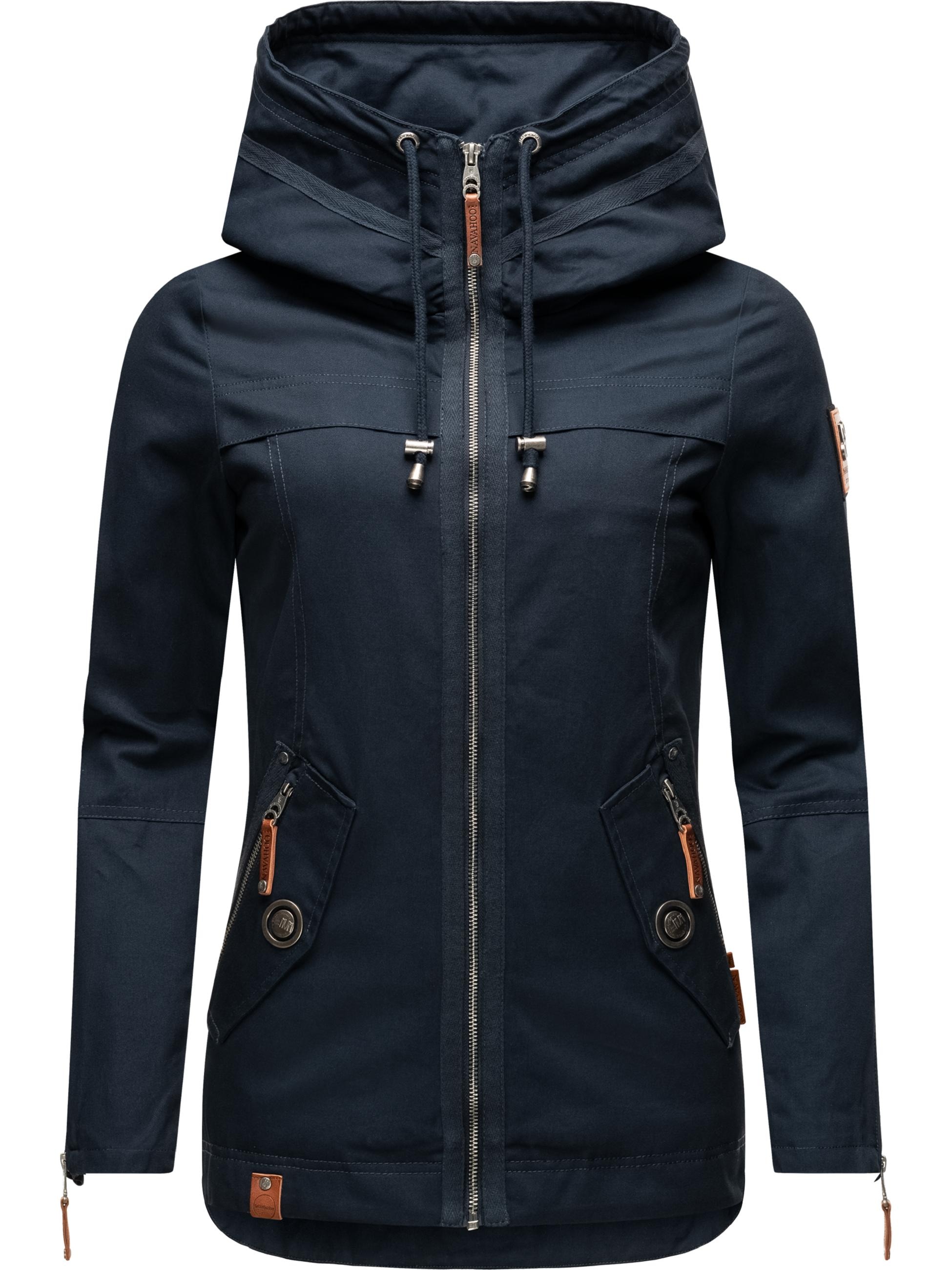 Navahoo Outdoorjacke »Übergangsjacke Wekoo«, mit Kapuze, moderner Damen Übergangsparka aus Baumwolle mit Kapuze