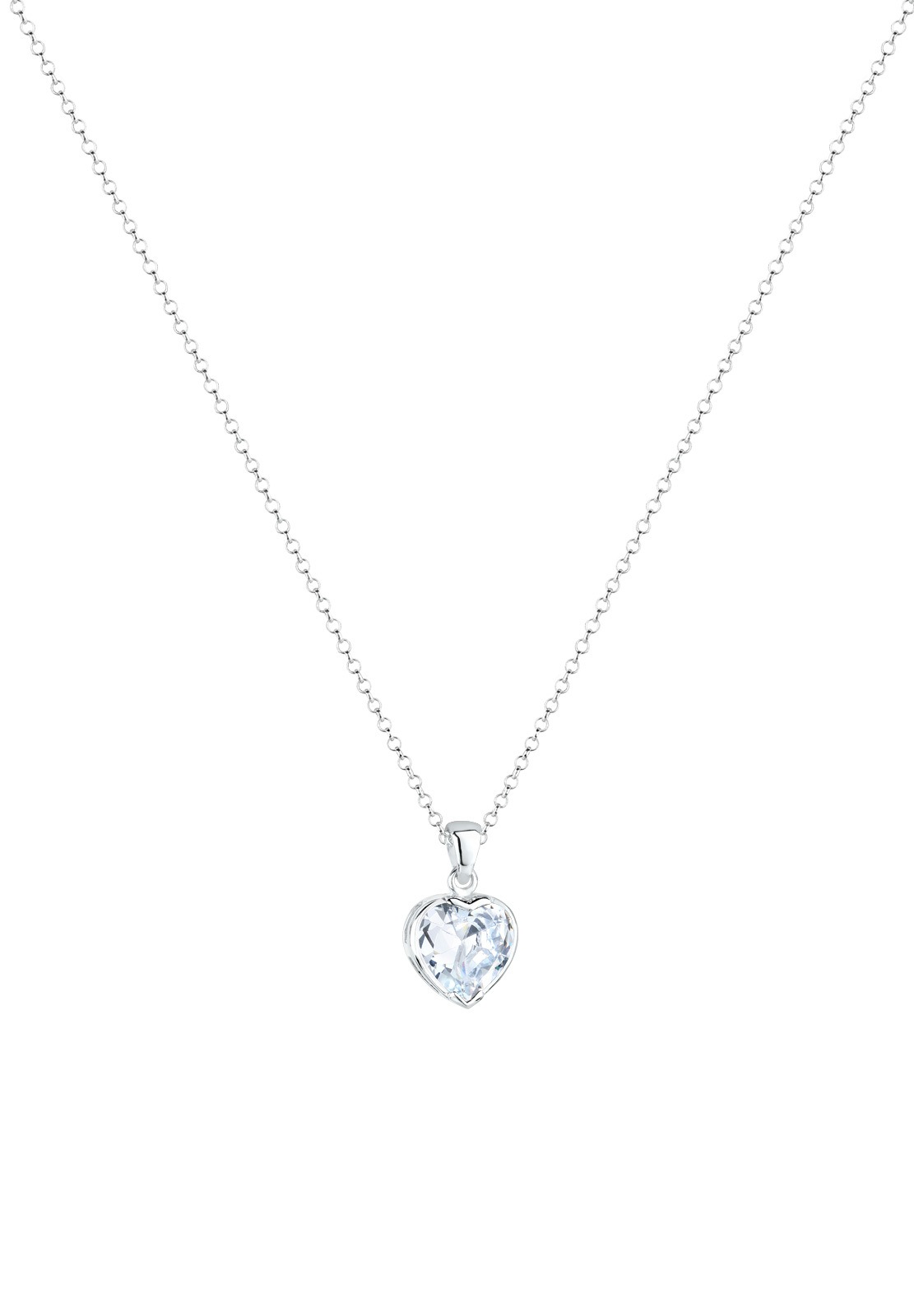 Elli Silberkette »Halskette Herz Zirkonia Weiß 925 Sterling Silber«