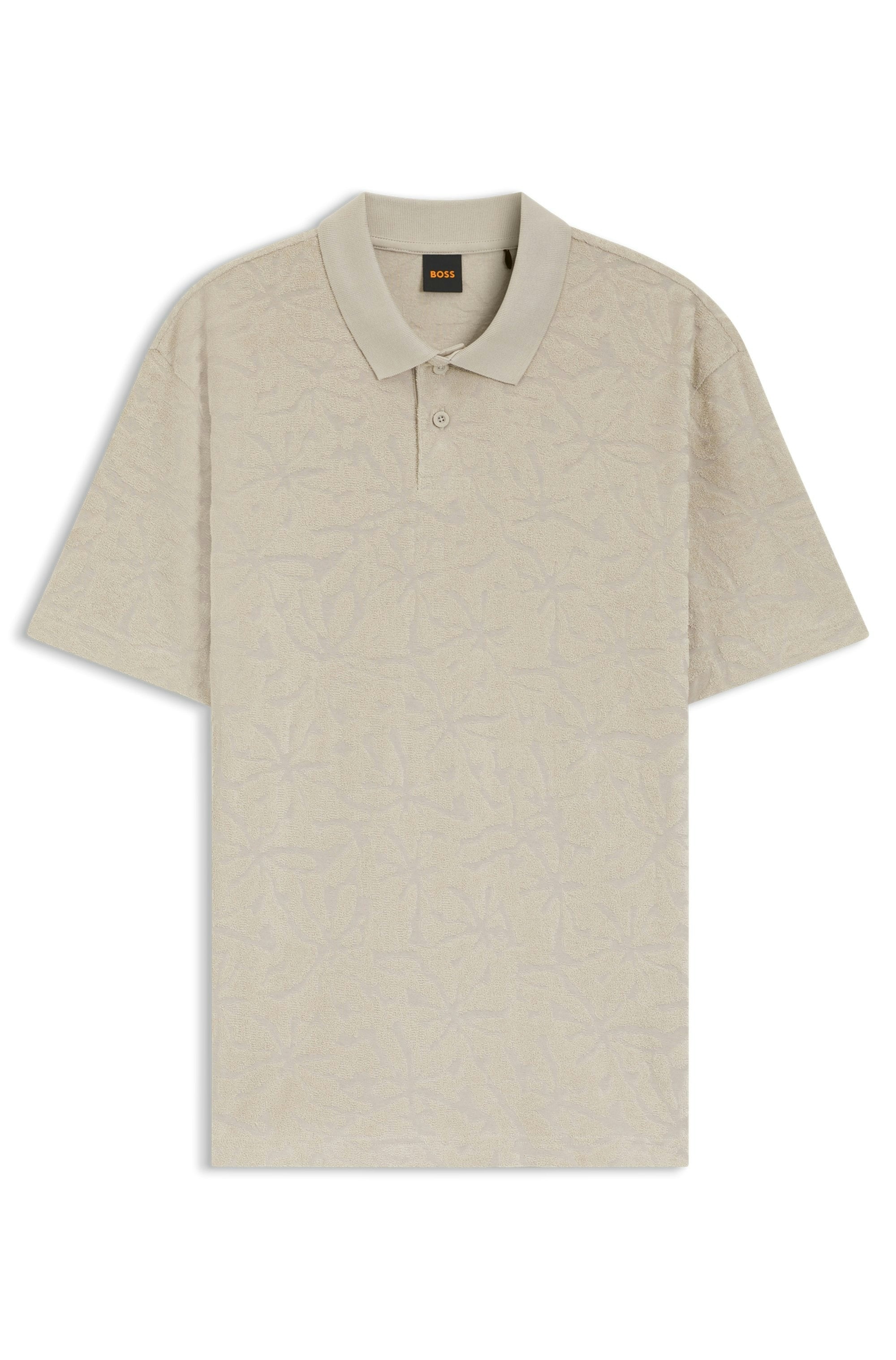 BOSS ORANGE Poloshirt florales Jacquardmuster, Baumwollfrottee, Relaxed Fit