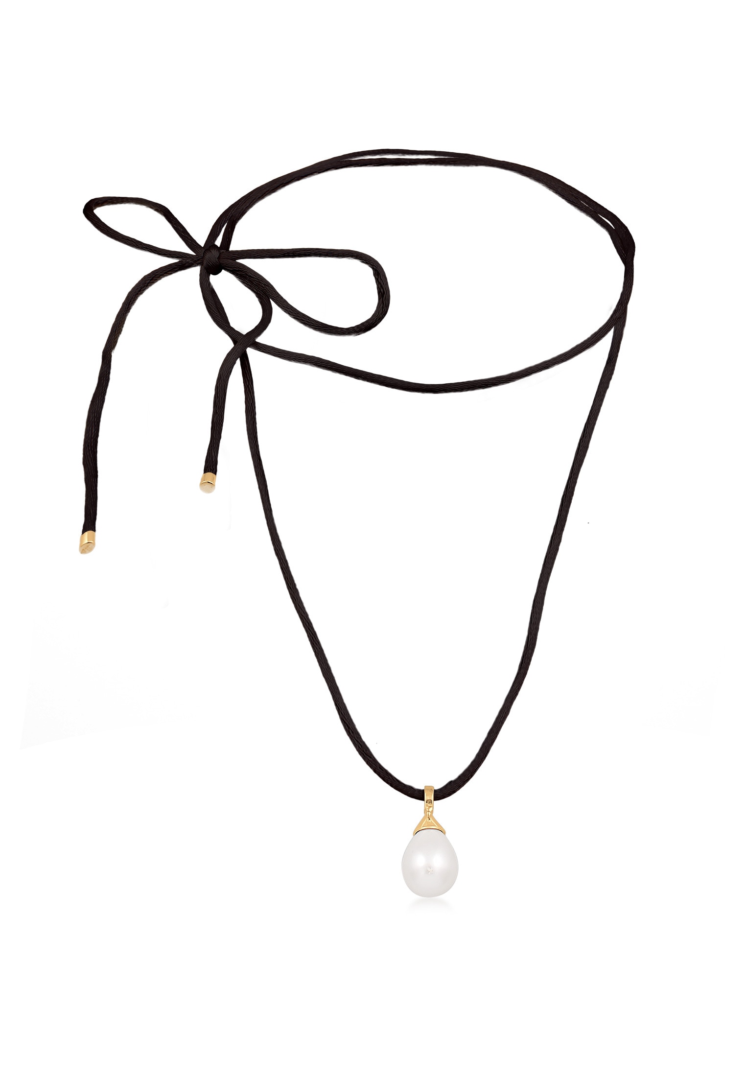 Elli Perlenkette »Halskette Muschelkernperle Tropfen Satinband 925 Silber«