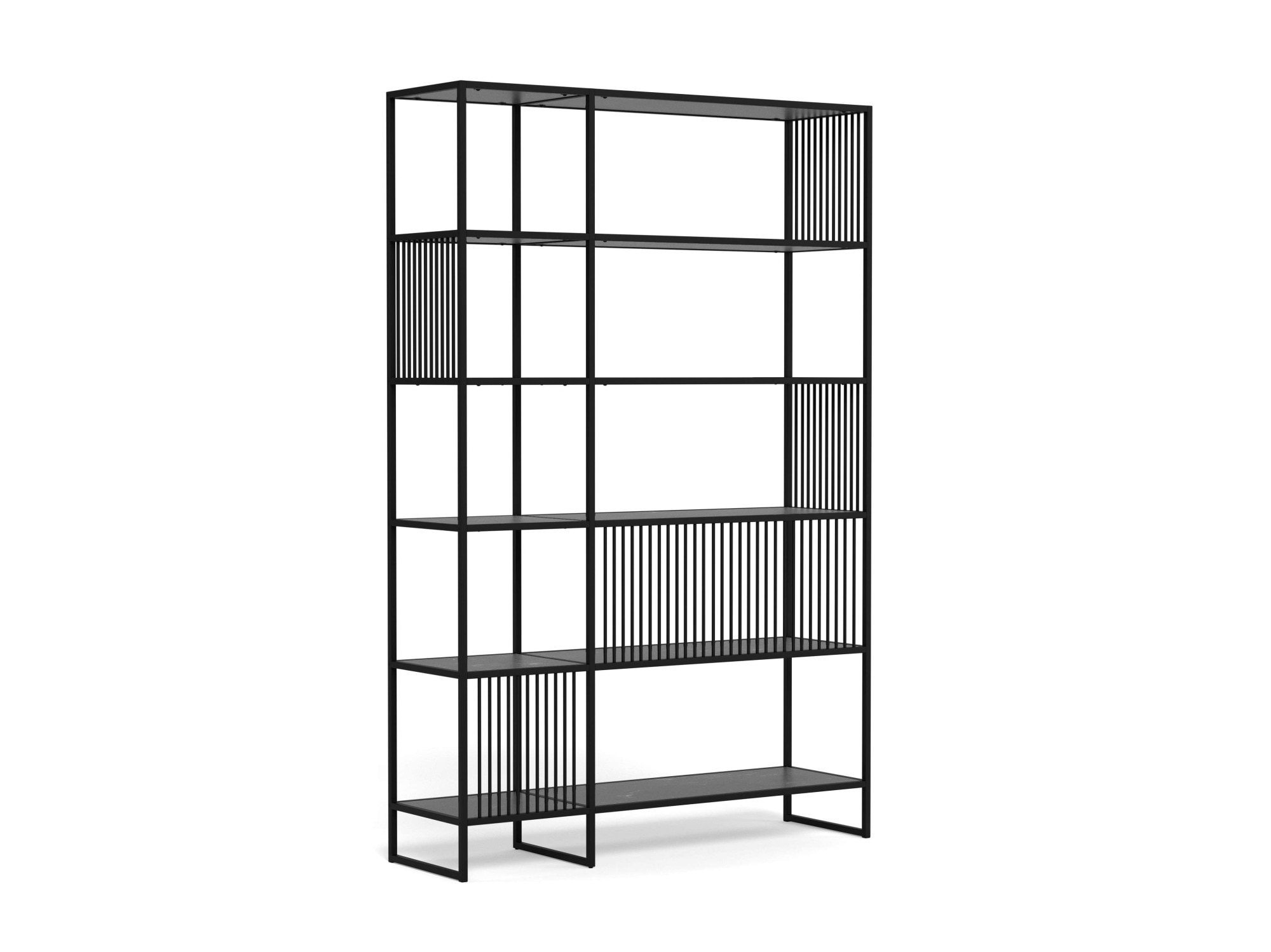 ACTONA GROUP Bücherregal »Strington, Regal, Raumteiler, Standregal« (B/T/H: 120/35/185 cm),  schwarzer Stahlrahmen, 5 Regale, Marmoroptik, FSC™