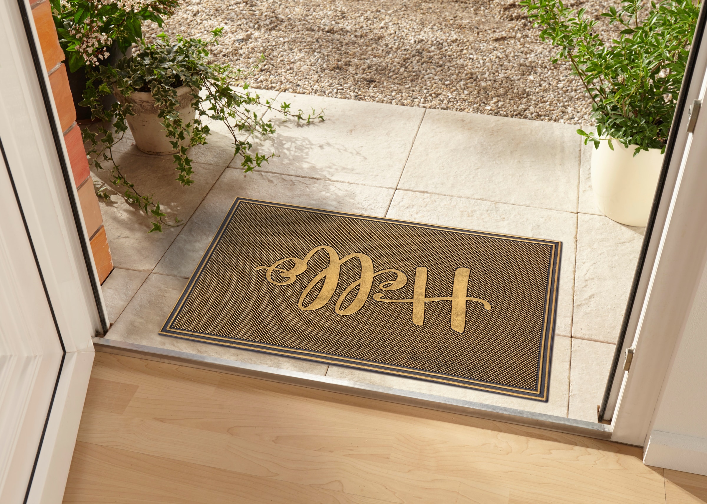 HANSE Home Fußmatte »Hello, Türmatte«, rechteckig, 10 mm Höhe, Gummi, Schmutzfangmatte, Outdoor, Rutschfest, Innen, Gummimatte