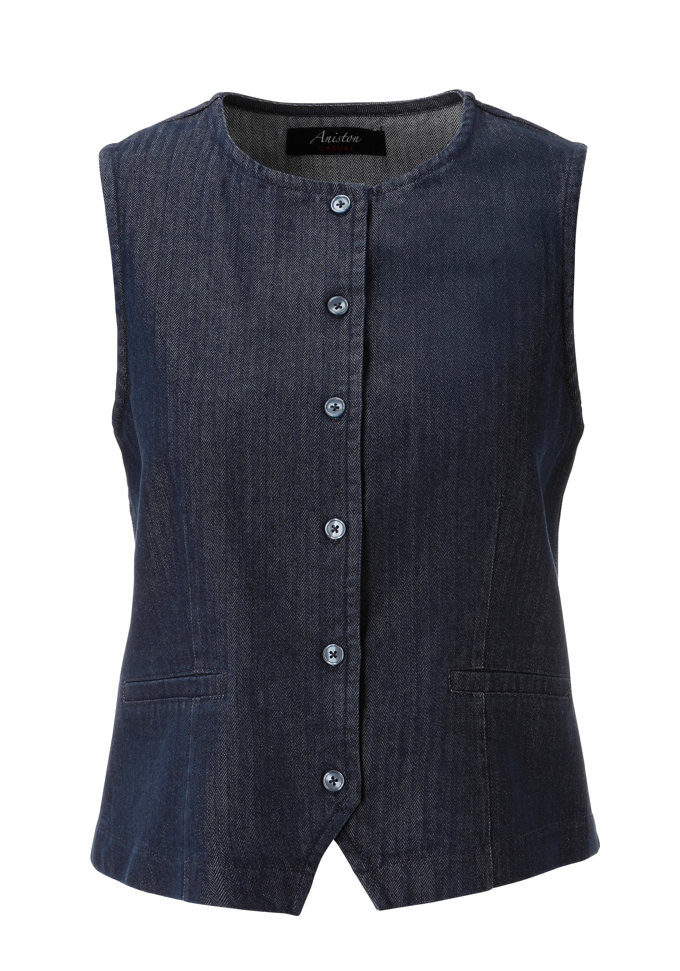 Aniston CASUAL Kurzweste aus strukturiertem, weichen Denim - NEUE KOLLEKTION