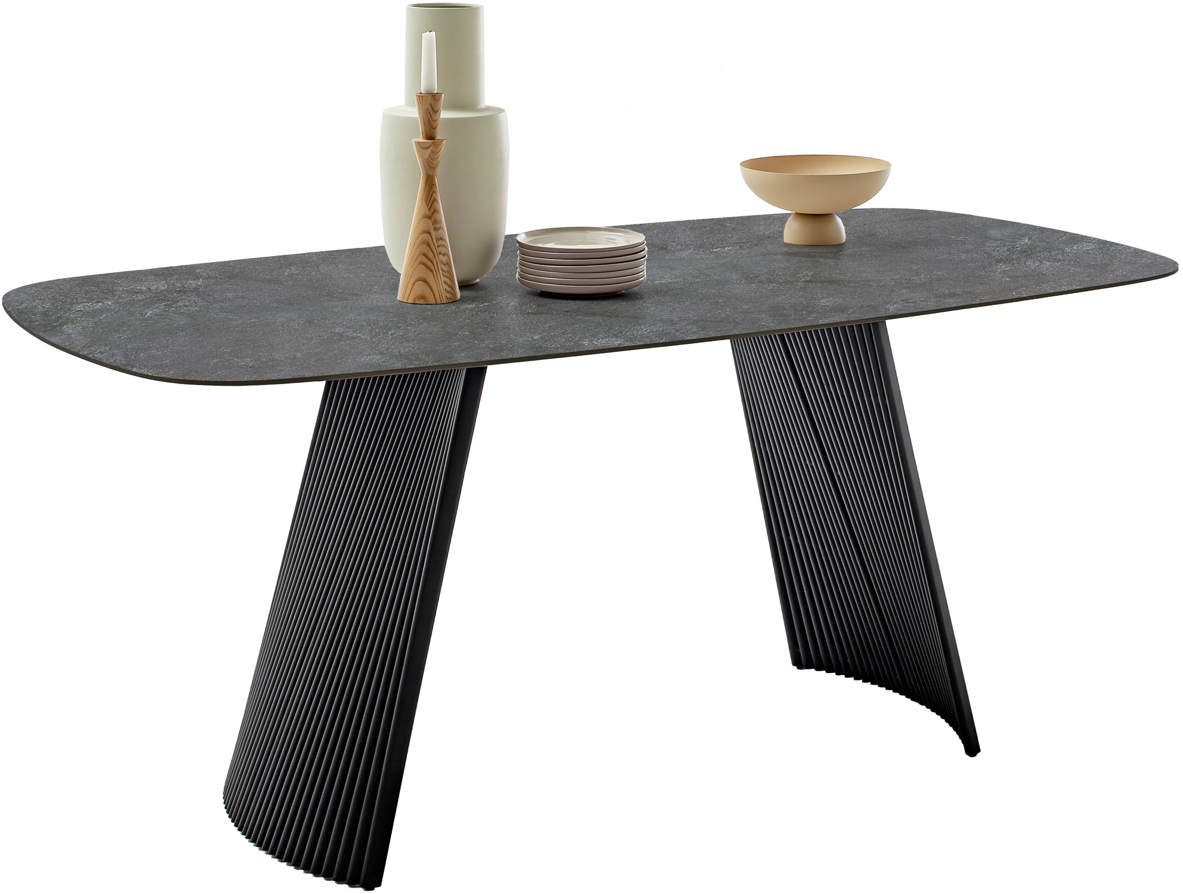 MCA furniture Esstisch »TOBELO Wangentisch 180x90cm«, (1 St.), Keramik, Metall, schwarz marmoriert, dining table, 4-6 Personen