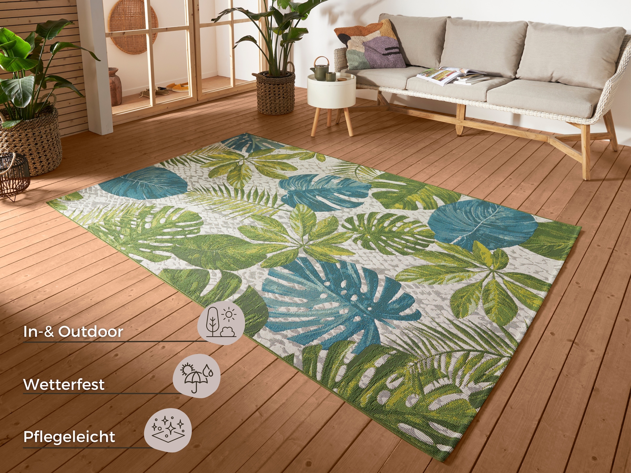 HANSE Home Outdoorteppich »Tropical Leaves«, rechteckig, In-& Outdoor, Teppich, Wetterfest, Balkon, Garten, Wohnzimmer, Floral