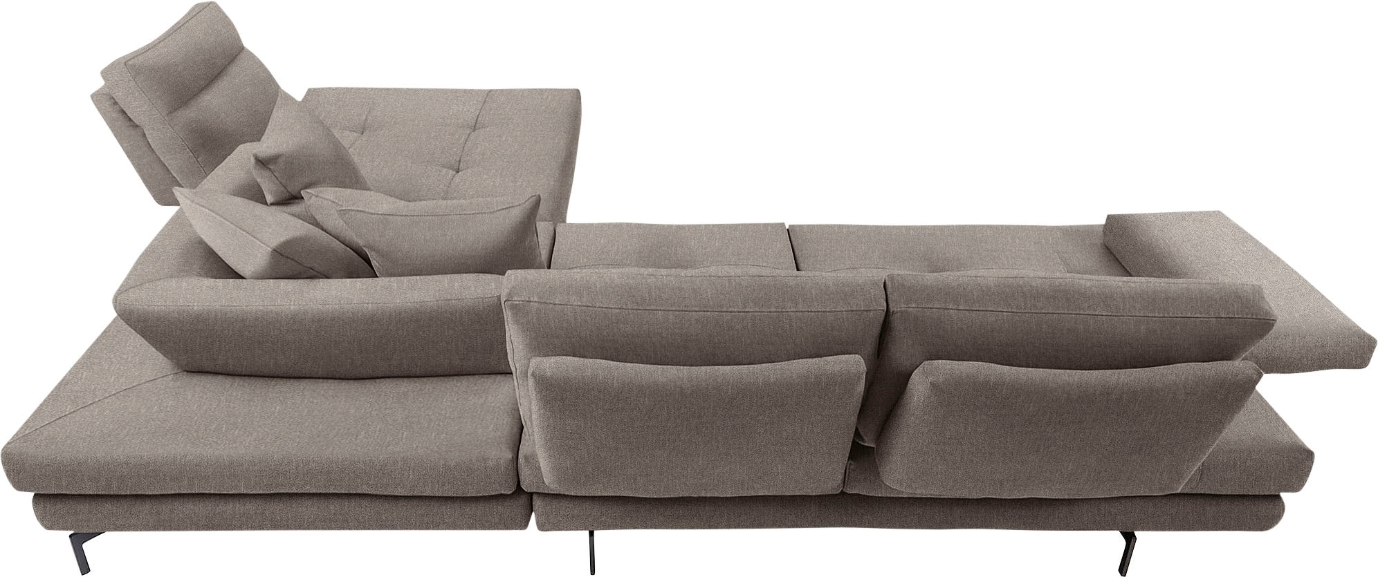 CALIA ITALIA Ecksofa »Toby Wing, Komfortsofa mit Sitzkomfort der Extraklasse, L-Form«, Sitztiefenverstellung, wahlw. mit Kissen-Set,Füße schwarz matt