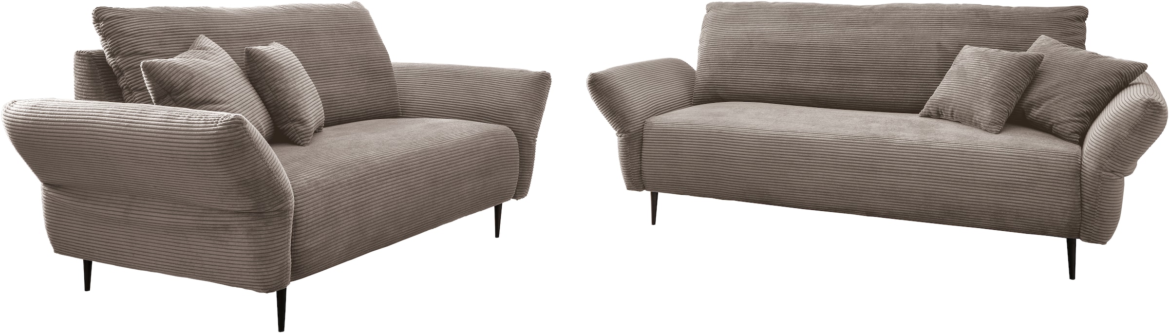 Home affaire Ecksofa »Lazio modern und bequem, schmale Armlehnen, tolle Detailverarbeitung« zwei verschiedene Fußfarben wählbar