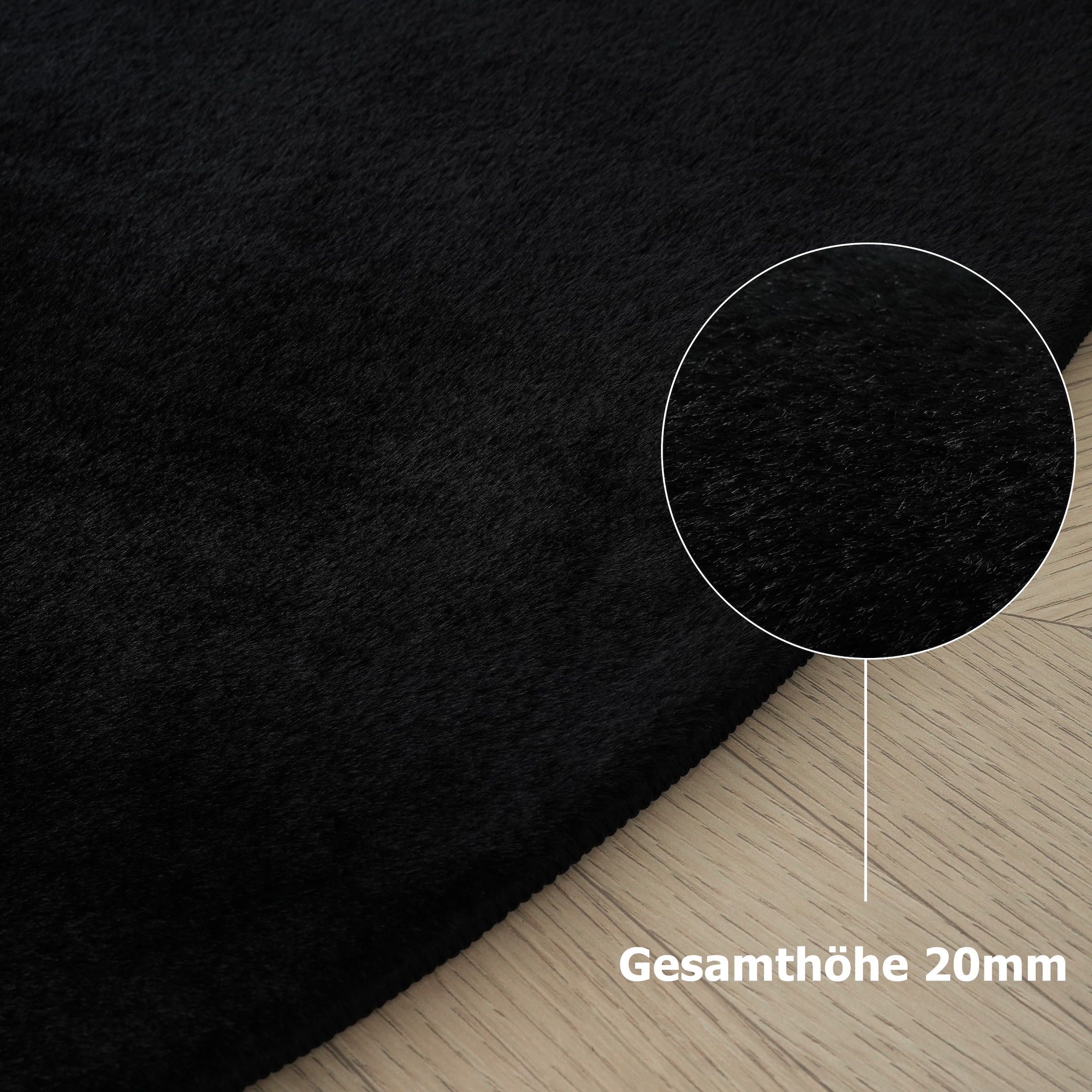 my home Fellteppich »Balu Bean, Kaninchenfell«, U-förmig, 20 mm Höhe, Kunstfell Teppich, Modern, weich, Wohnzimmer, Schlafzimmer