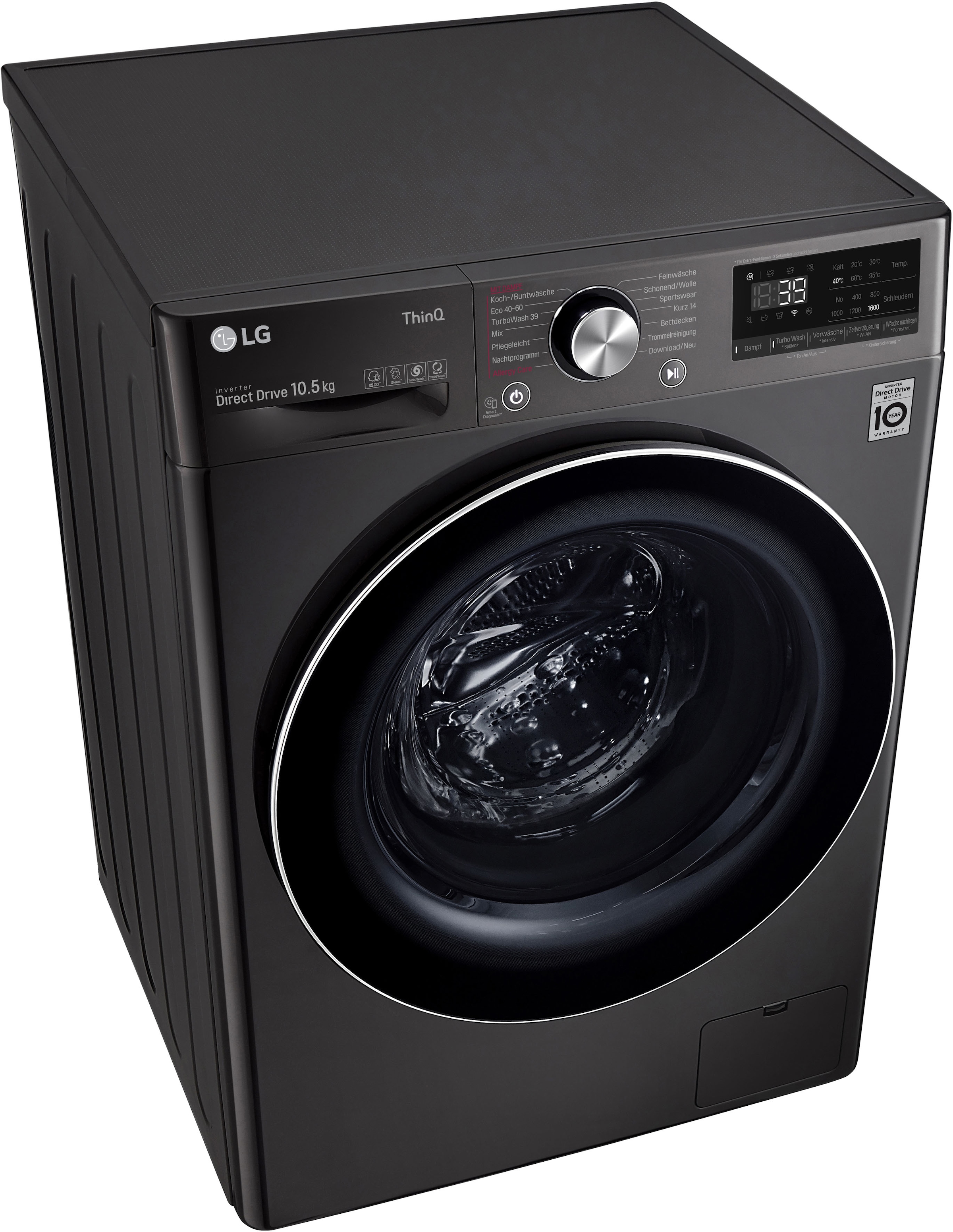 LG Waschmaschine »F6WV710P2S«, in mit Garantie U/min, Waschen 3 10,5 F6WV710P2S, XXL 39 Jahren TurboWash® kg, 1600 - Minuten nur