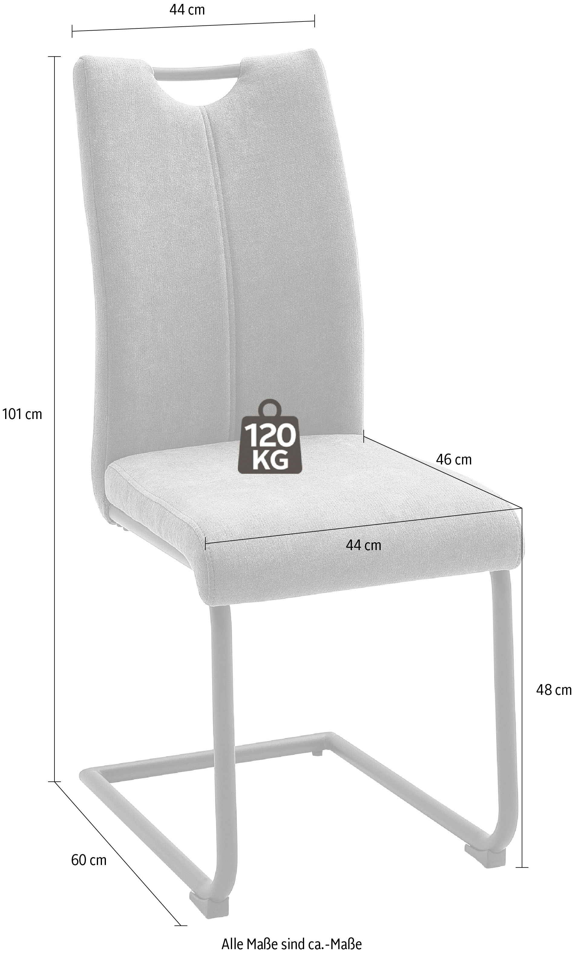 MCA furniture Freischwinger »Adana«, 4 St., (4er-Set), Belastbarkeit 120 kg, mit Griffloch, Sitzhöhe von ca. 48 cm