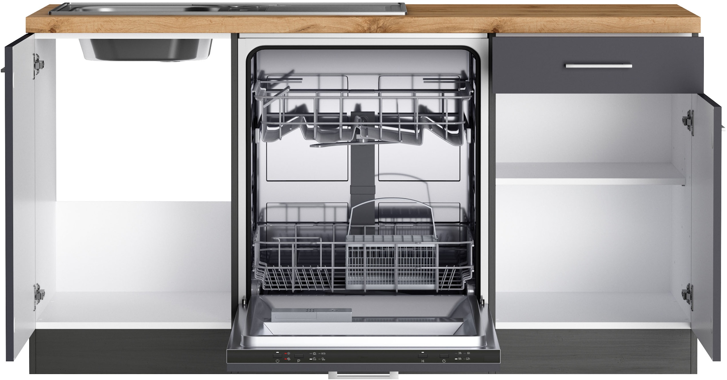 KOCHSTATION Winkelküche »KS-Milan« Stellbreite 280/220 cm, viel Stauraum, wahlweise mit E-Geräten