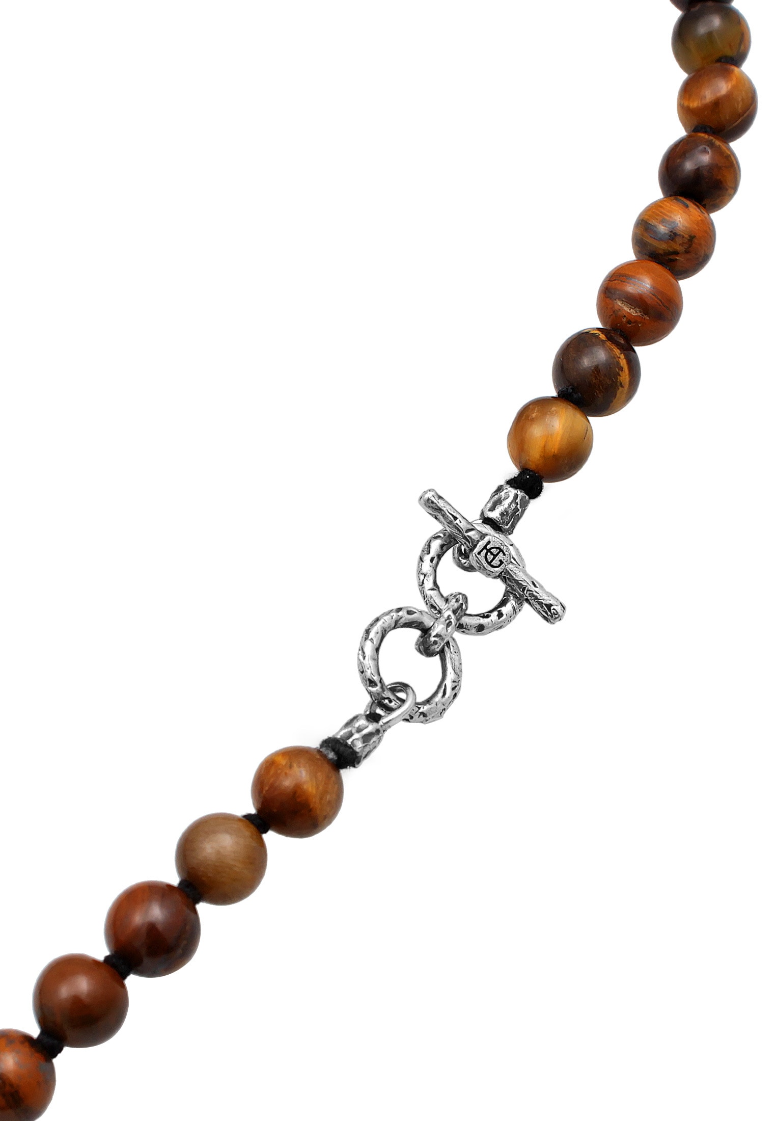 HAZE & GLORY Silberkette »Halskette Tigerauge Perlenkette T-Bone Verschluß 925 Silber«