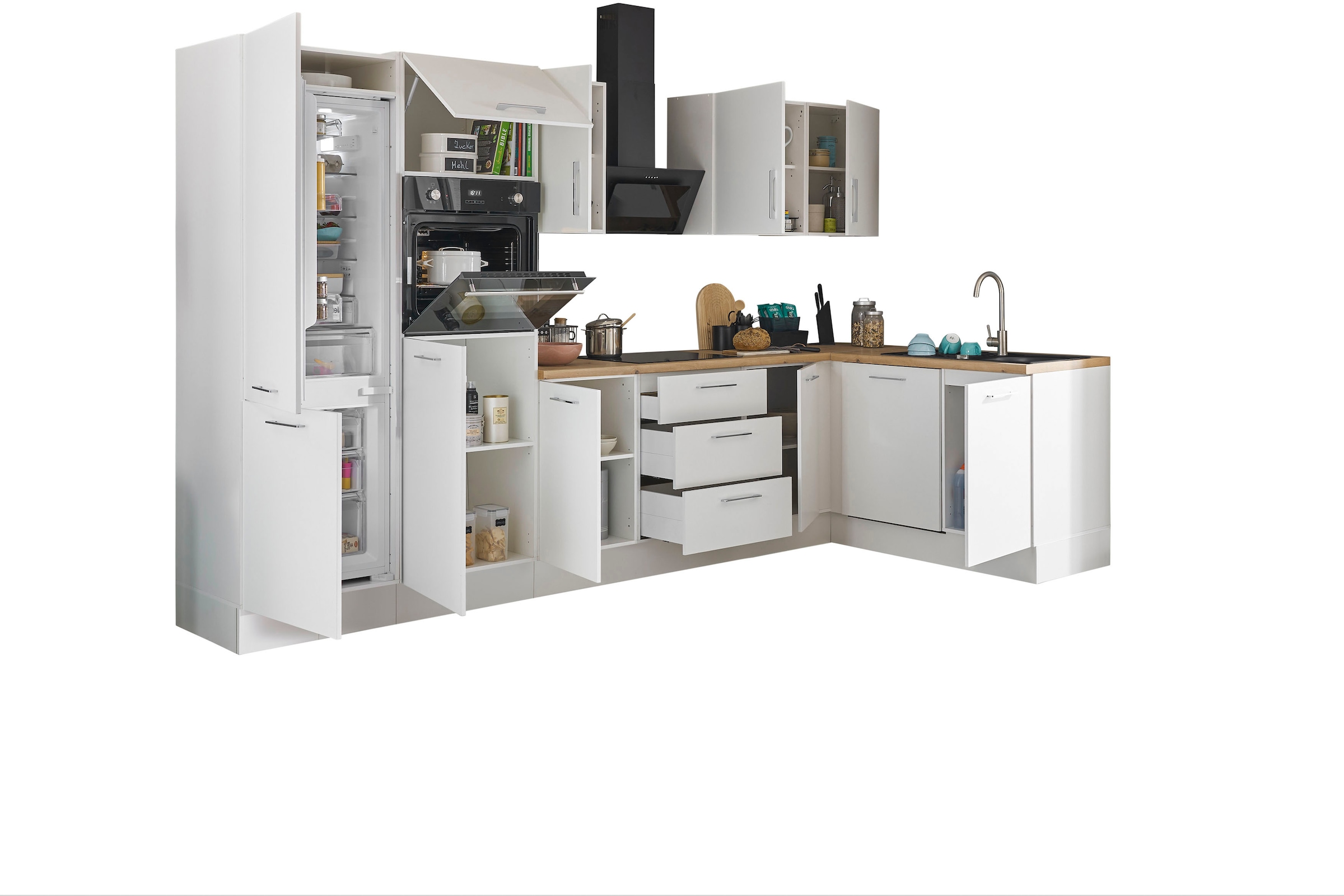 BASIC by Balculina Winkelküche »Turin«, Stellbreite 340x175 cm, wahlweise mit E-Geräten