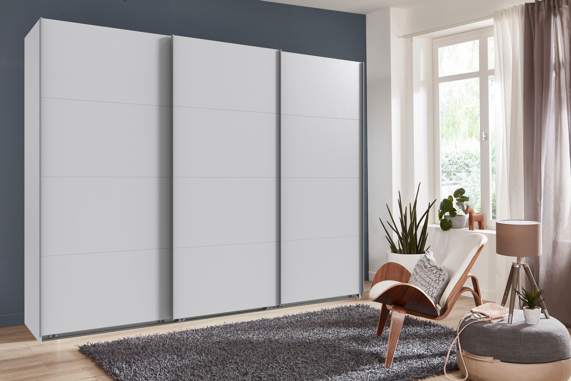 Wimex Schwebetürenschrank »Mugano, Made in Germany, Lieferung bis in Deine Etage und Stellort«, (wähle Deine Ausstattung: Basic oder Premium!), 3 Schwebetüren, große Größen, mit oder ohne Spiegel, Metallgriffe