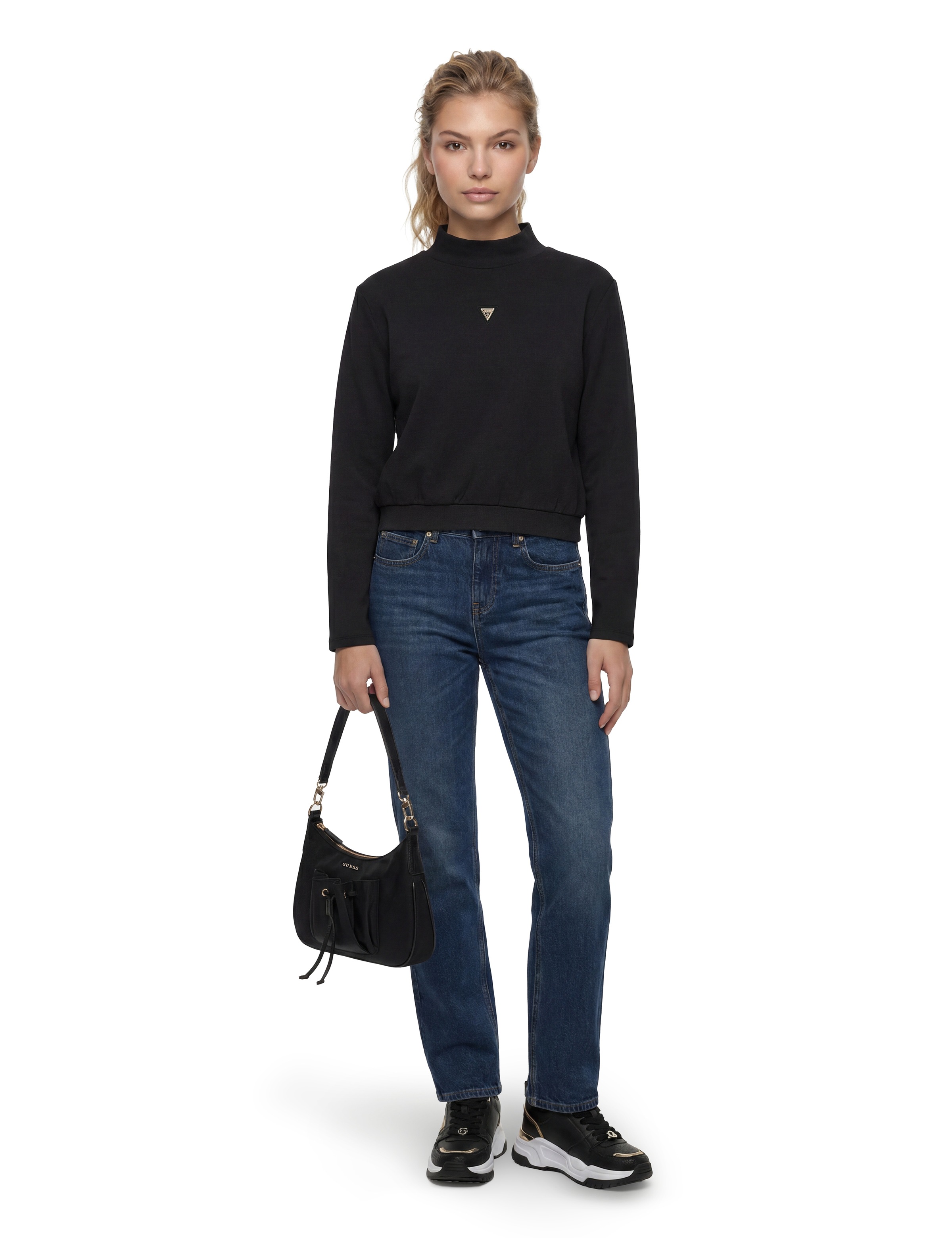Guess Sweatshirt »OLYMPE HIGH NECK SWEATSHIRT«, in Scuba-Qualität, Stehkragen
