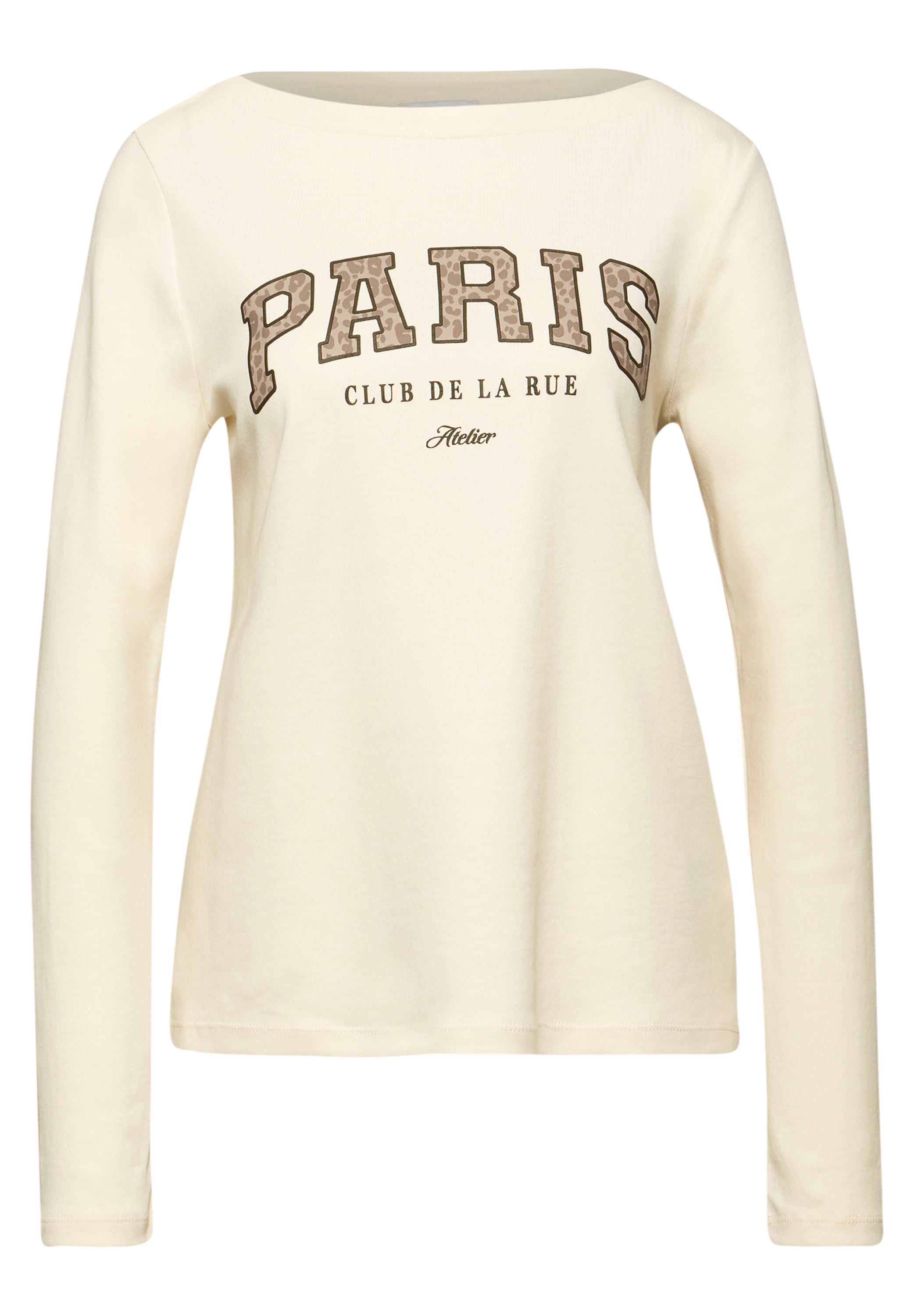 STREET ONE Langarmshirt mit Print, Wording Print im Leo-Look