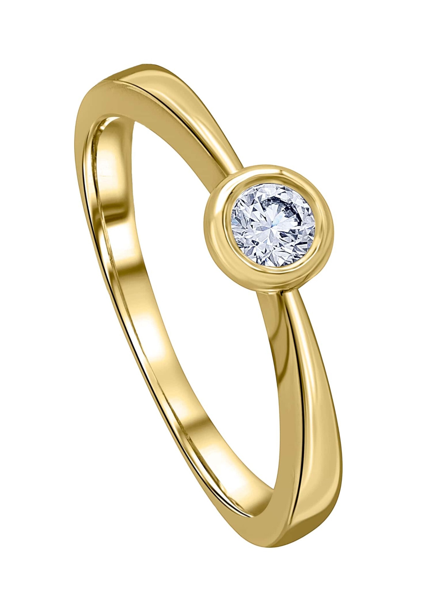 Diamantring »0.1 ct Diamant Brillant Zarge Ring aus 750 Gelbgold«