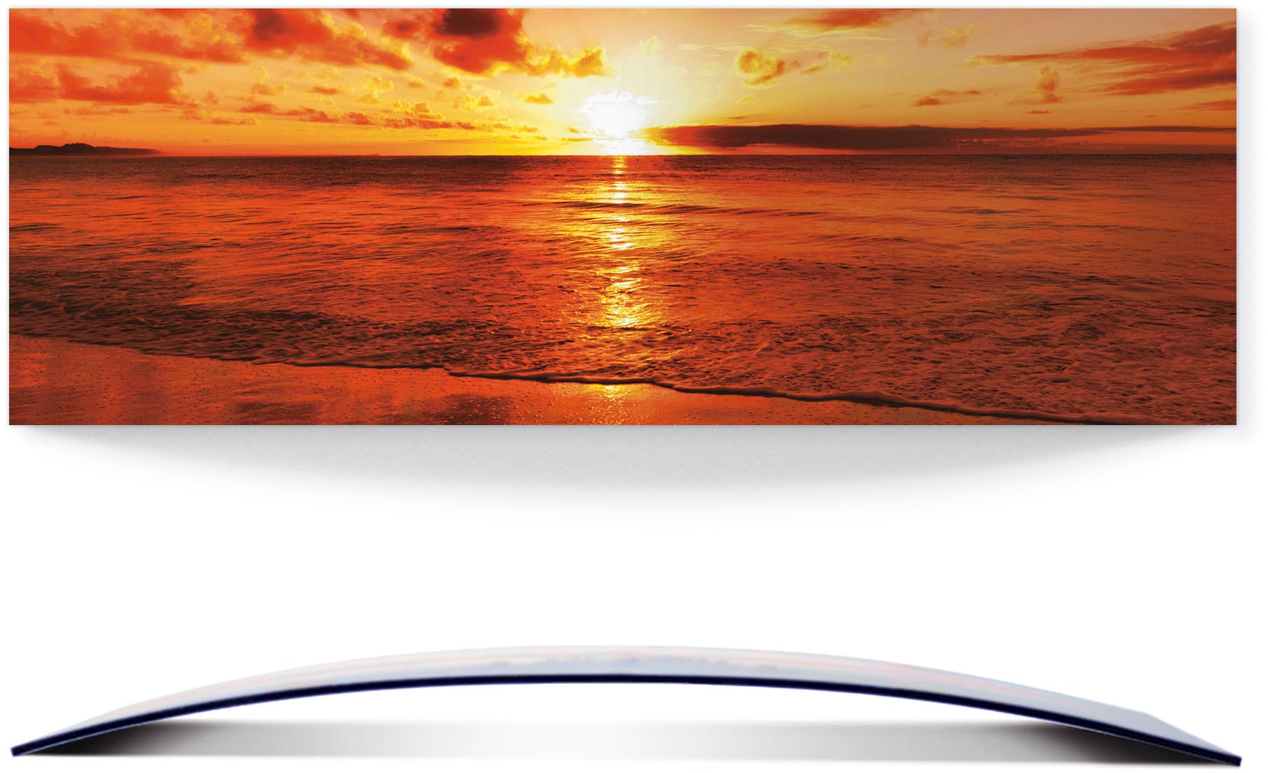 Artland Wandbild »Schöner Sonnenuntergang Strand«, Gewässer, (1 St.), 3D Optik gebogen