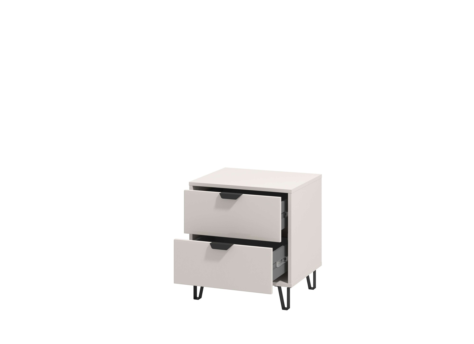 INOSIGN Nachtkommode »Lucca Nachttisch, Nachtschrank, Trendfarbe cashmere, 48x40x52cm«, 2 Schubladen mit Glasfront, FSC®-zertifizierter Holzwerkstoff