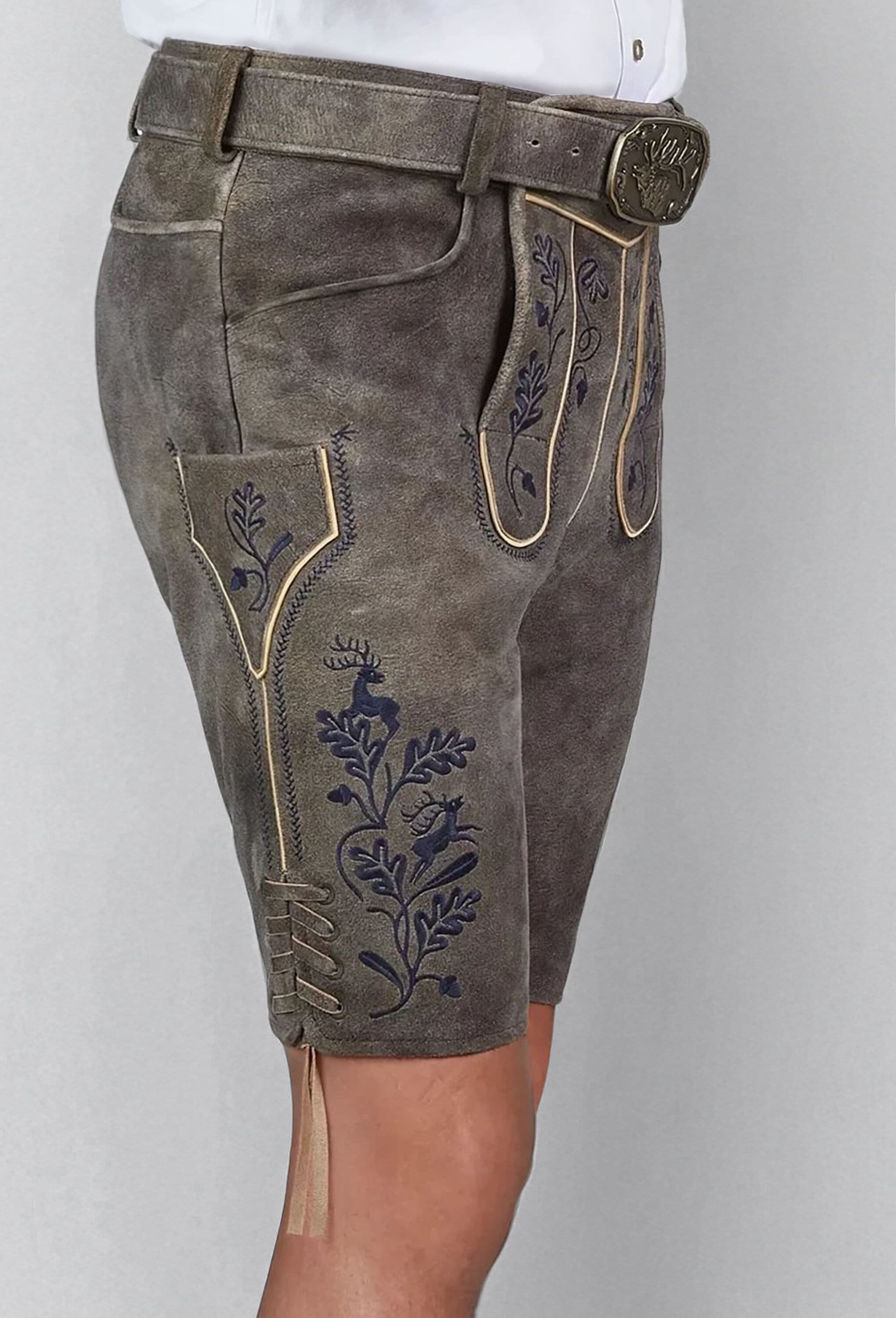Spieth & Wensky Lederhose »Hofmeister«  mit Stickerei am Beinabschluss