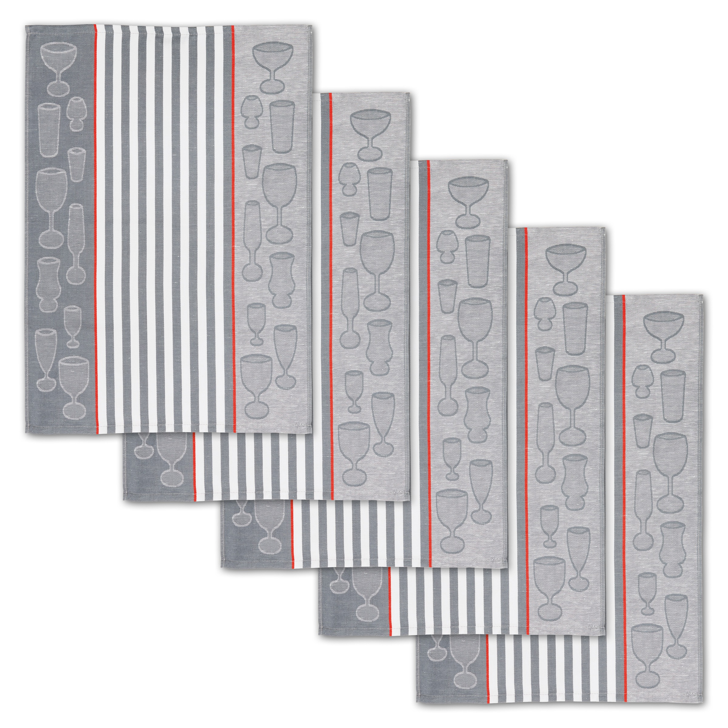 Dyckhoff Geschirrtuch »Gläser / Halbleinen« mit Gläser & Streifen Motiv, Maße je Tuch ca. 50x70 cm
