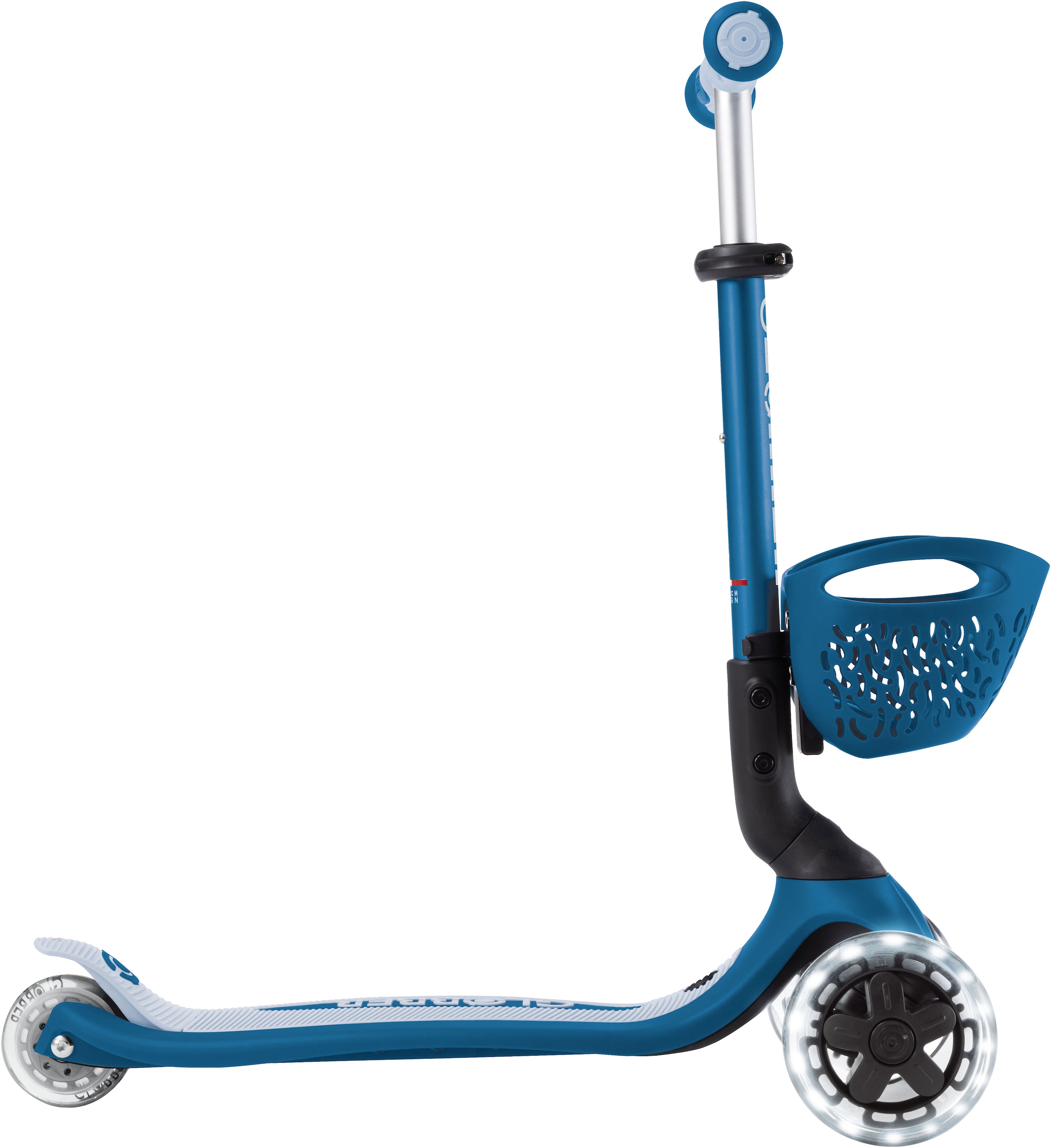 Globber »GO-UP BABY 360 LIGHTS, mit Leuchtrollen und Leuchtmodul« Aufsitzrad, Laufrad und Scooter in Einem