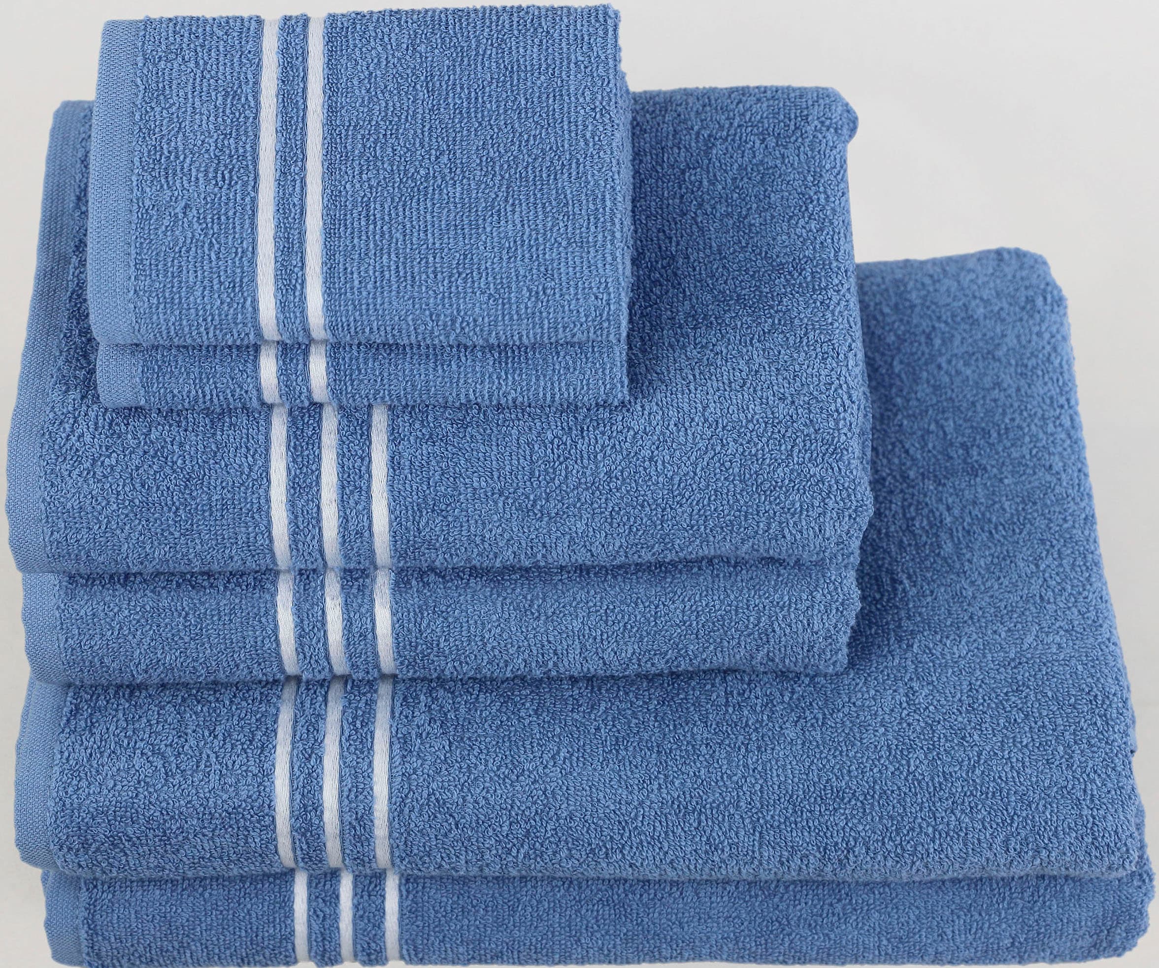 KangaROOS Handtuch Set 6 online einfarbiges aus Set, tlg., Handtuch-Set »Dalia«, Walkfrottier, mit 100% kaufen Baumwolle Streifenbordüre