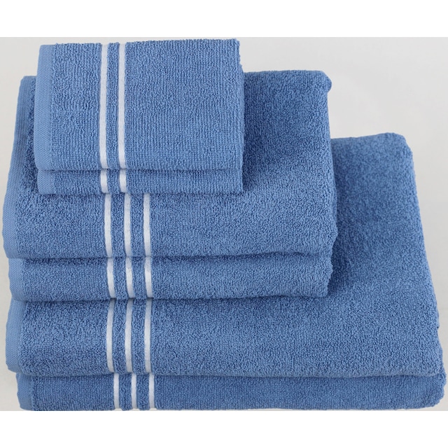 KangaROOS Handtuch Set »Dalia«, Set, 6 tlg., Walkfrottier, mit  Streifenbordüre, einfarbiges Handtuch-Set aus 100% Baumwolle online kaufen