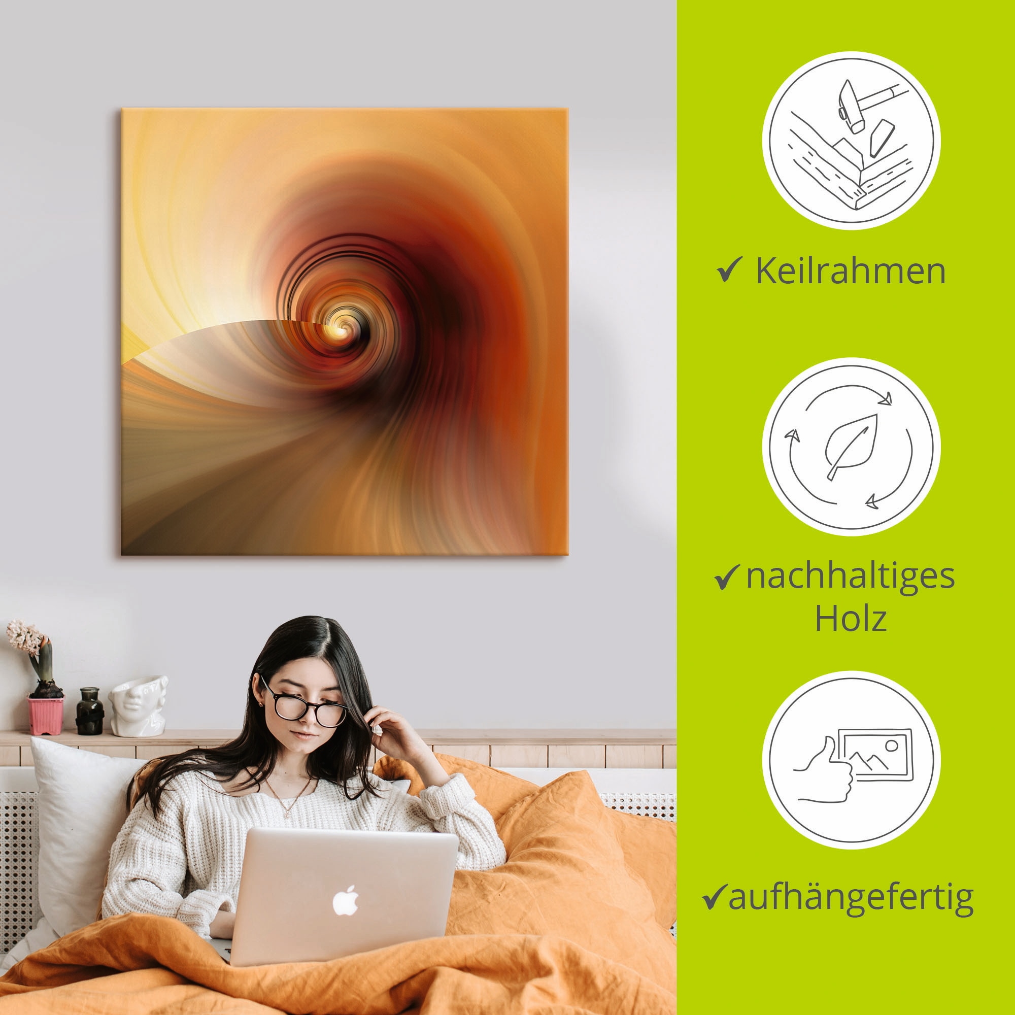 Artland Leinwandbild »Abstraktes in Creme« Muster 1 Stk. tlg. auf Holzrahmen gespannt