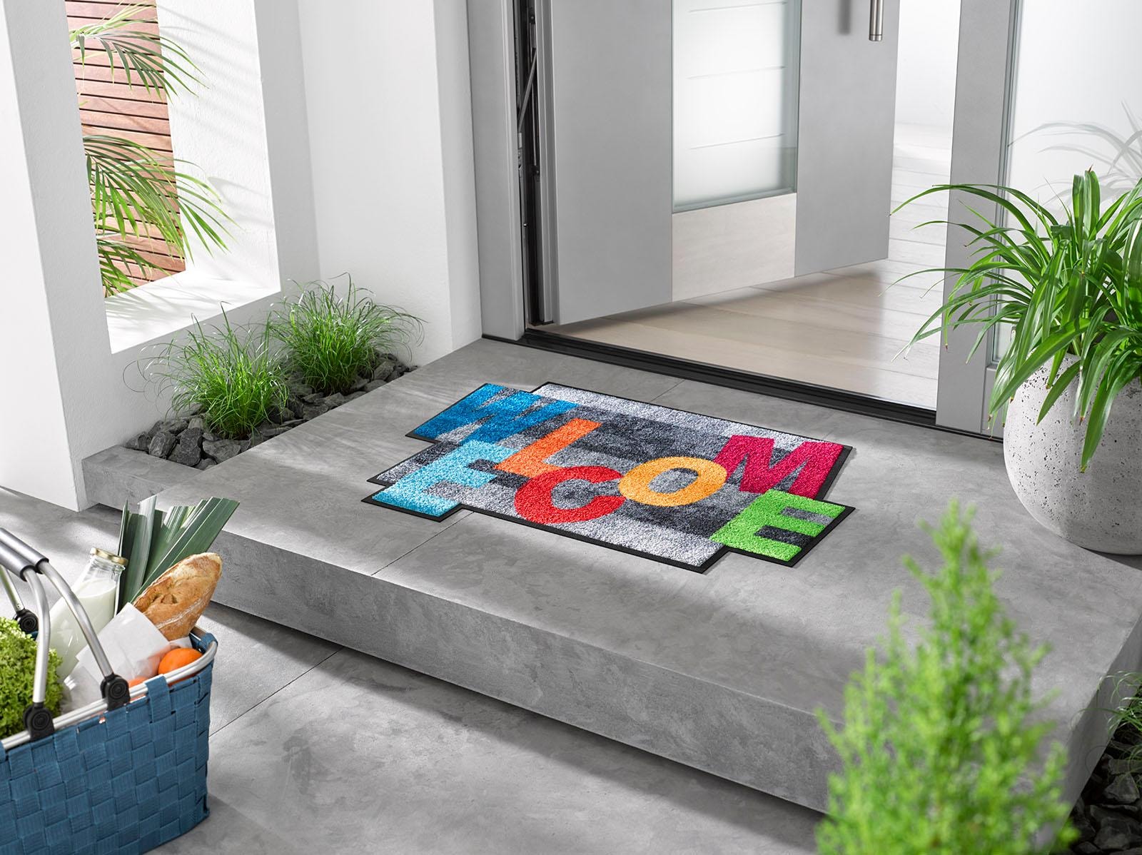 wash+dry by Kleen-Tex Teppich »Crazy Welcome«, rechteckig, 7 mm Höhe, mit Spruch, rutschhemmend, In- und Outdoor geeignet, waschbar