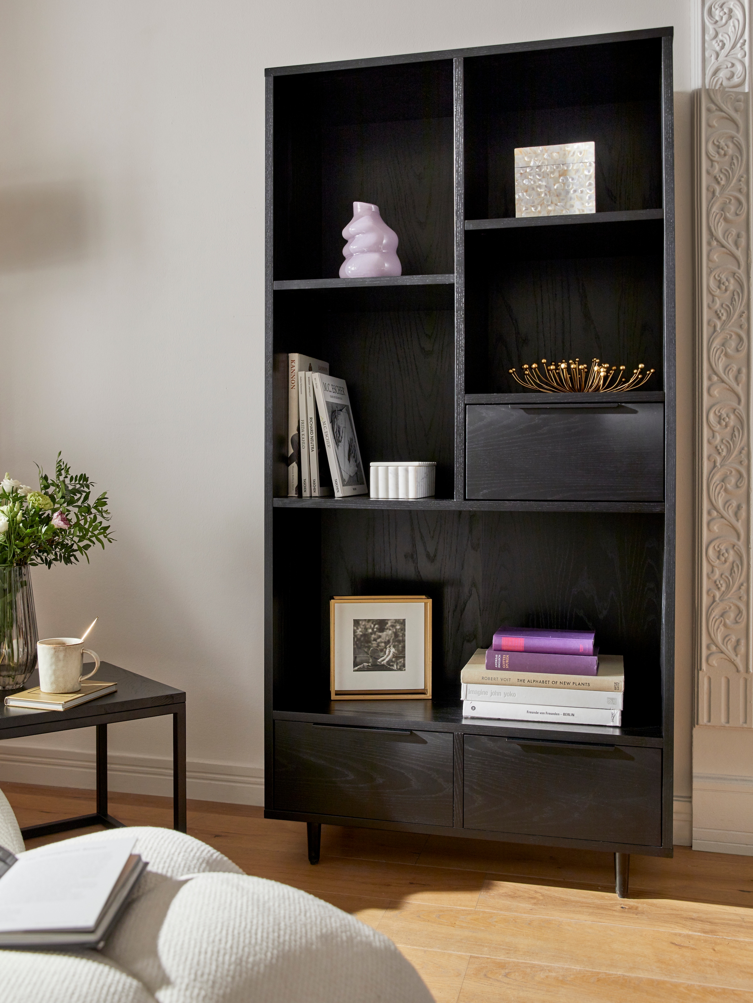LeGer Home by Lena Gercke Highboard "Priya" aus MDF Holz, mit Metallfüßen- und Griffen, Breite 80 cm