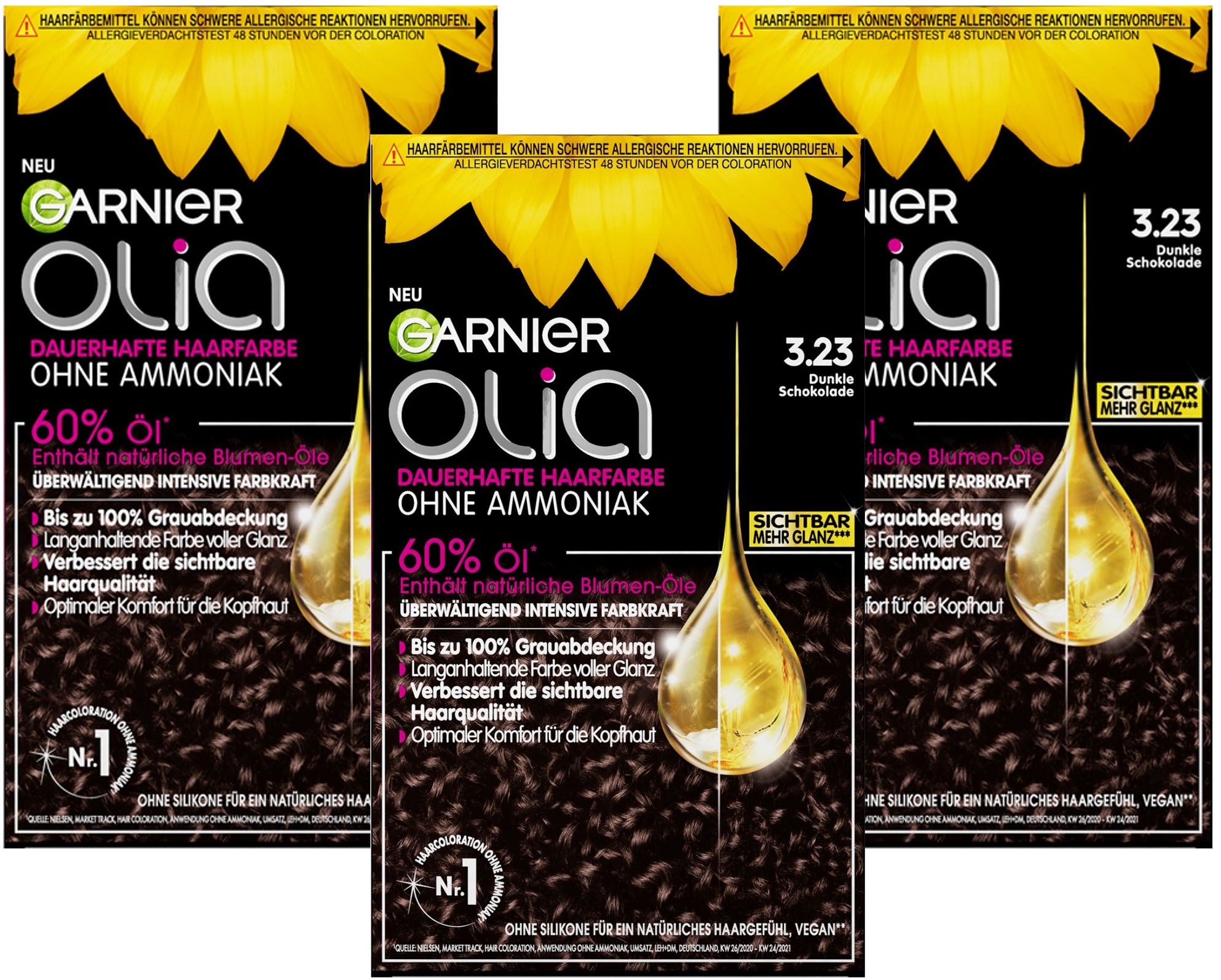 GARNIER Coloration »Garnier Olia dauerhafte Haarfarbe«, (Packung, 3 tlg.), mit pflegender Formel