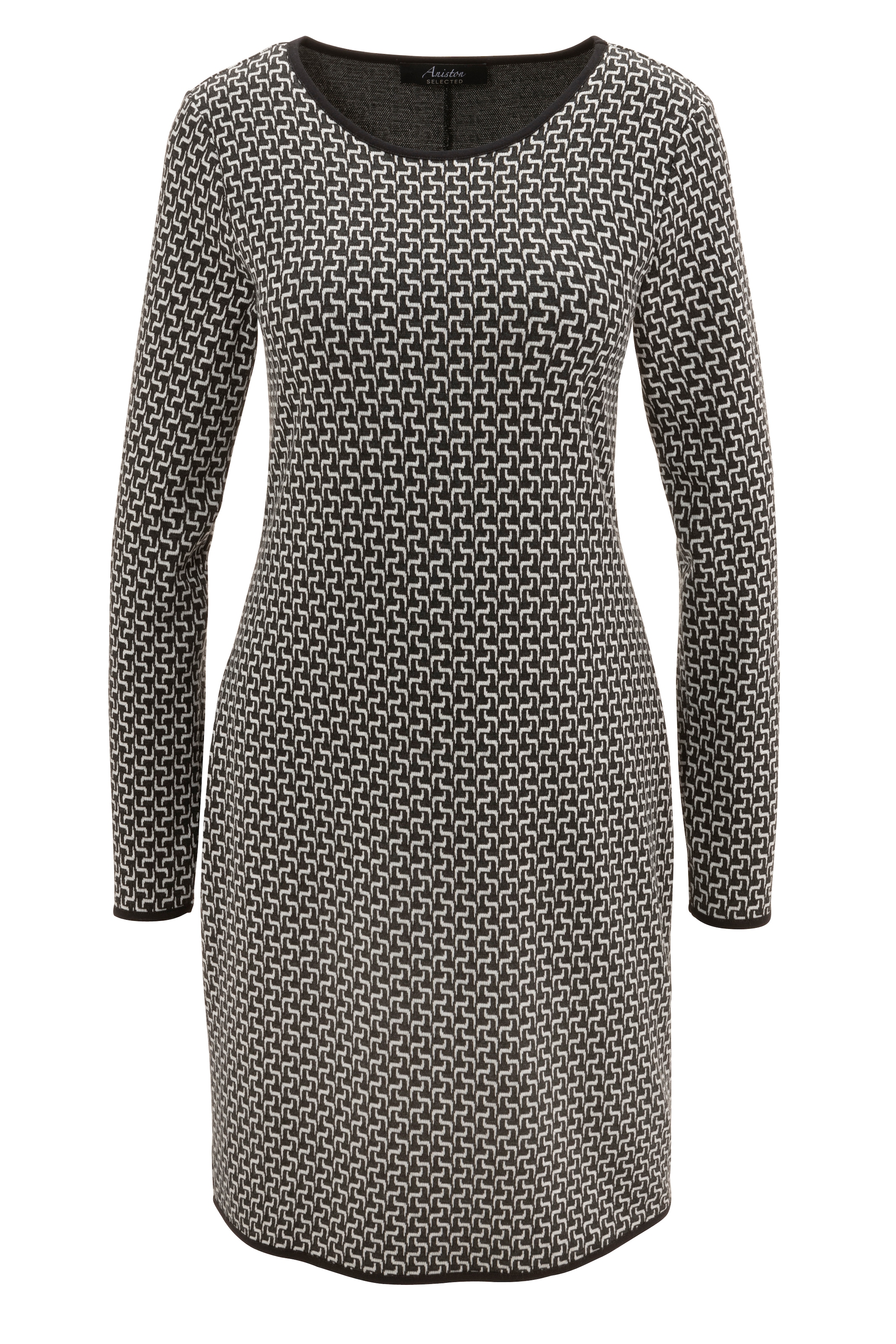 Aniston SELECTED Jerseykleid, mit schwarzen Abschlüssen und Allover-Muster  bei ♕ | Sommerkleider