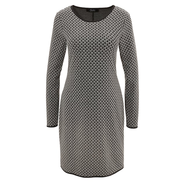 Aniston SELECTED Jerseykleid, mit schwarzen Abschlüssen und Allover-Muster  bei ♕