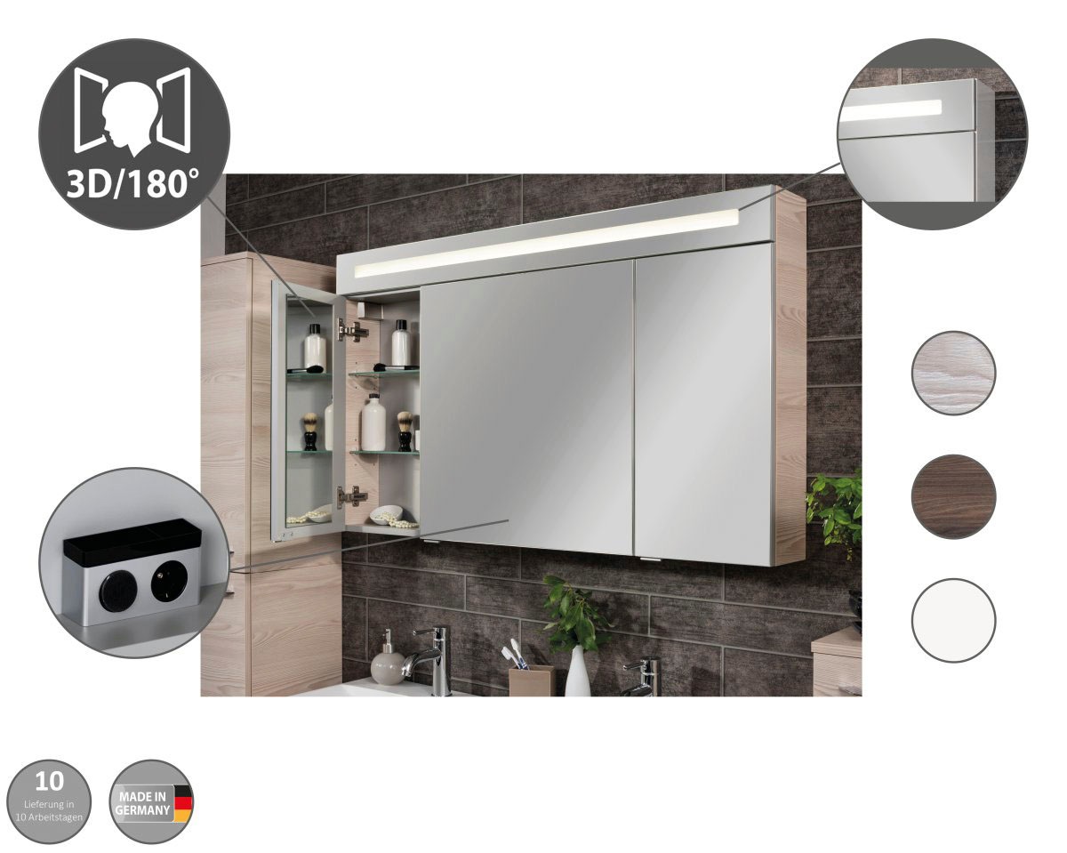 Badmöbel »CL Garantie mit 3 Türen, weiß«, Spiegelschrank online verspiegelt 120 | cm, - Jahren Breite doppelseitig 120 kaufen XXL FACKELMANN 3