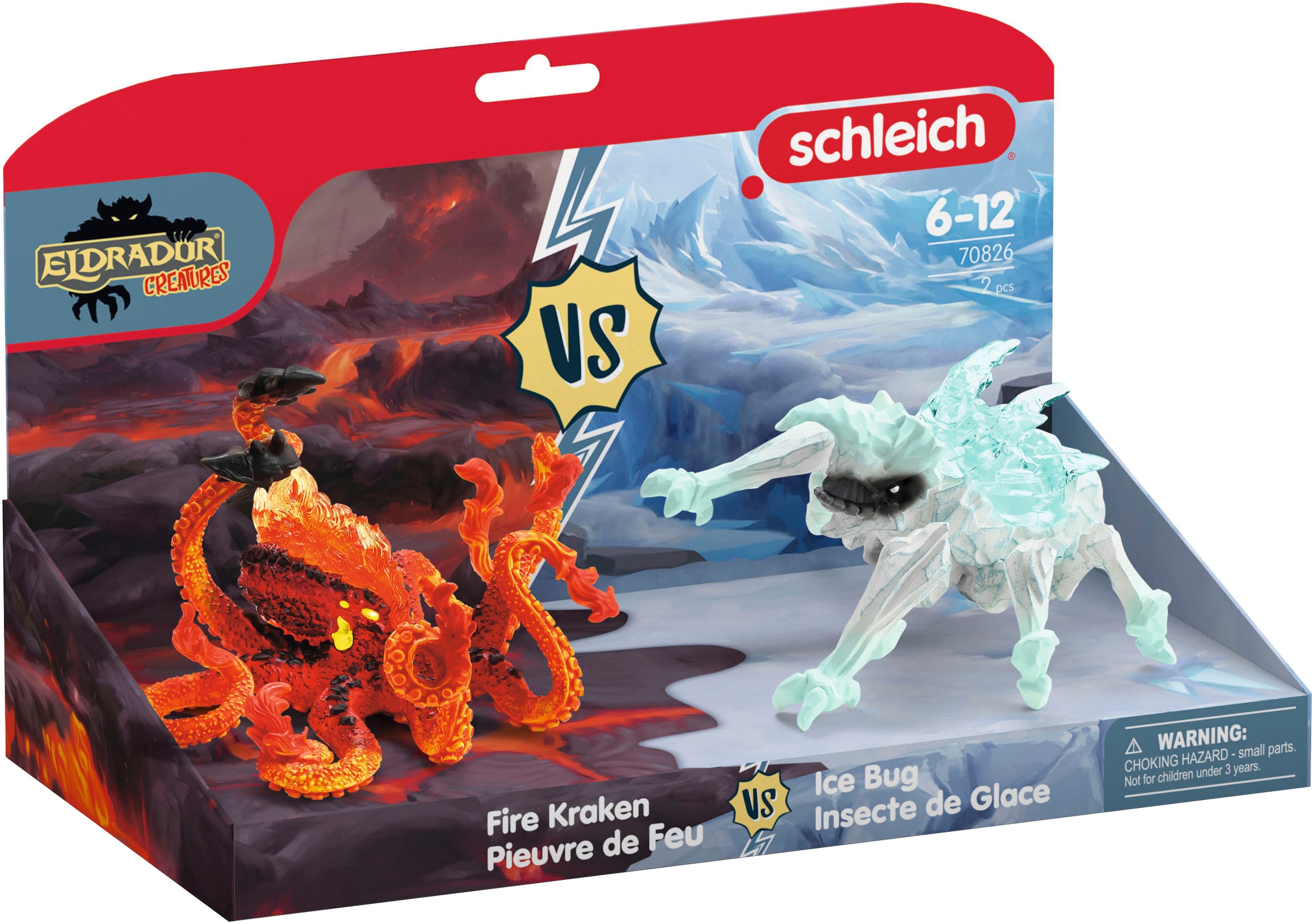 Schleich® Spielfigur »ELDRADOR® CREATURES, Eiskäfer vs. Feuerkrake (70826)«