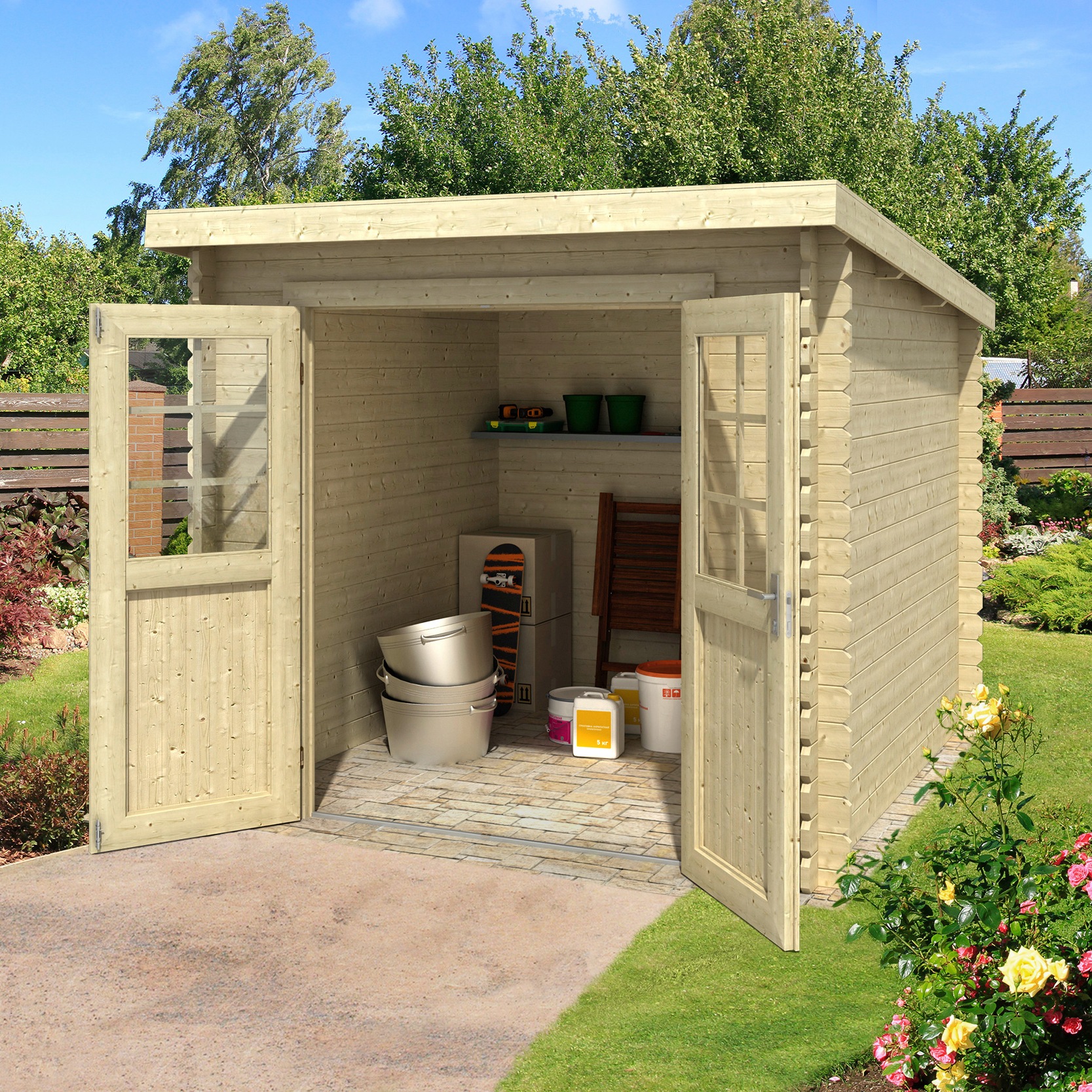LASITA MAJA Gartenhaus "Indi 175" Blockbohlenhaus 28mm