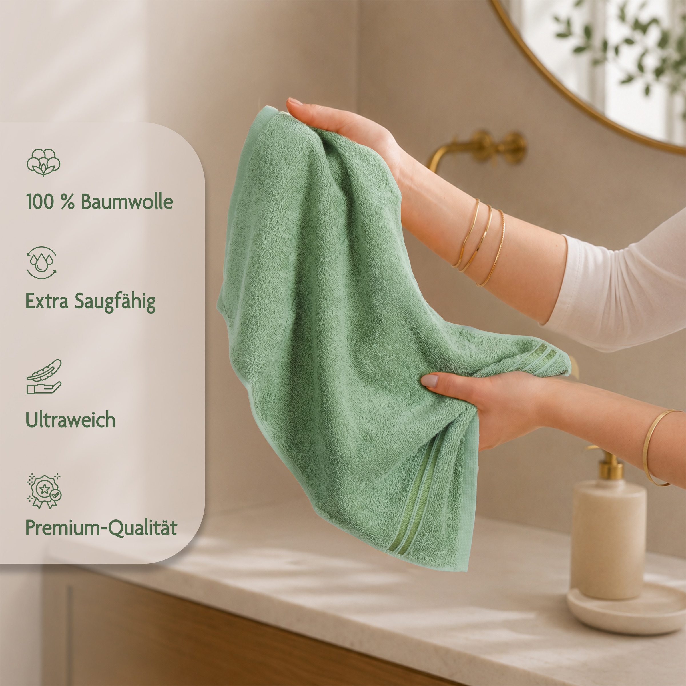 HAMMETEX Gaestehandtuecher »5er Set, 30x50 cm, weich & saugstark, 100% Baumwolle« mit Bordüre, einfarbig, Schlaufe, 100% Baumwolle Frottee