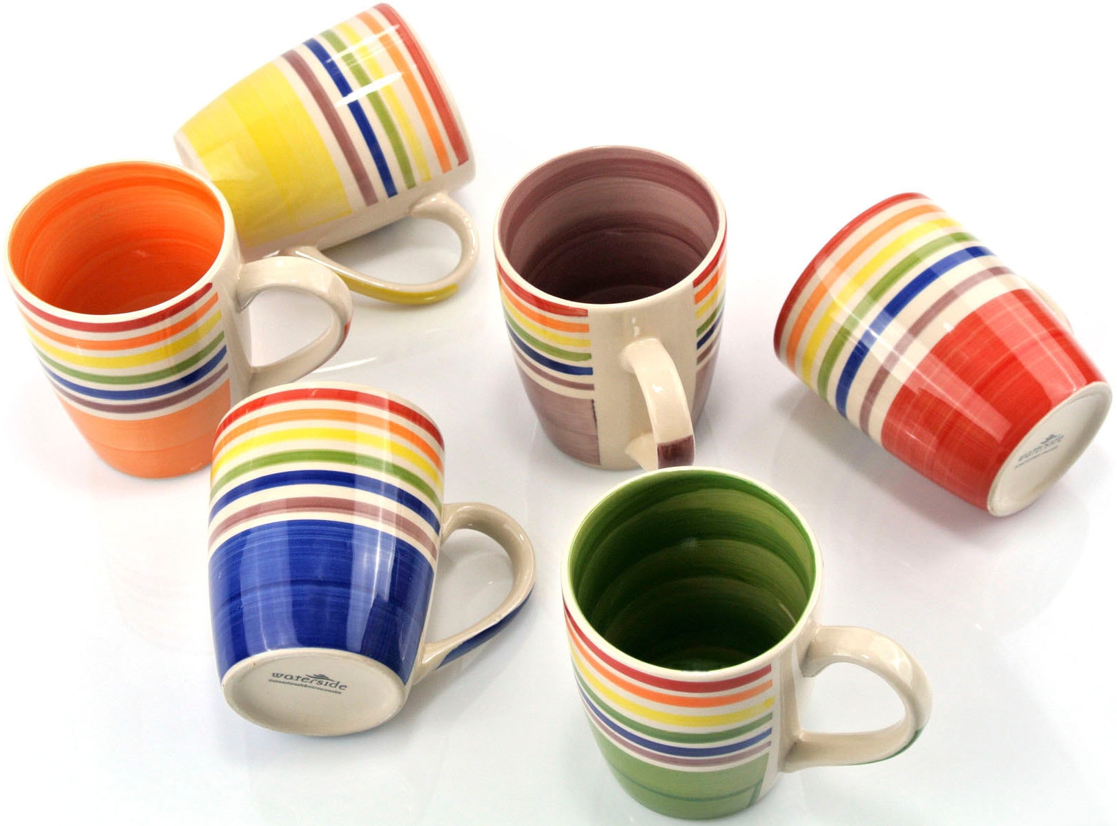 Retsch Arzberg Kombiservice »Geschirr-Set, Service COLOUR STRIPES« Spin Wash/Spiraldekor -  6 Regenbogenfarben, 24 Teile, für 6 Personen